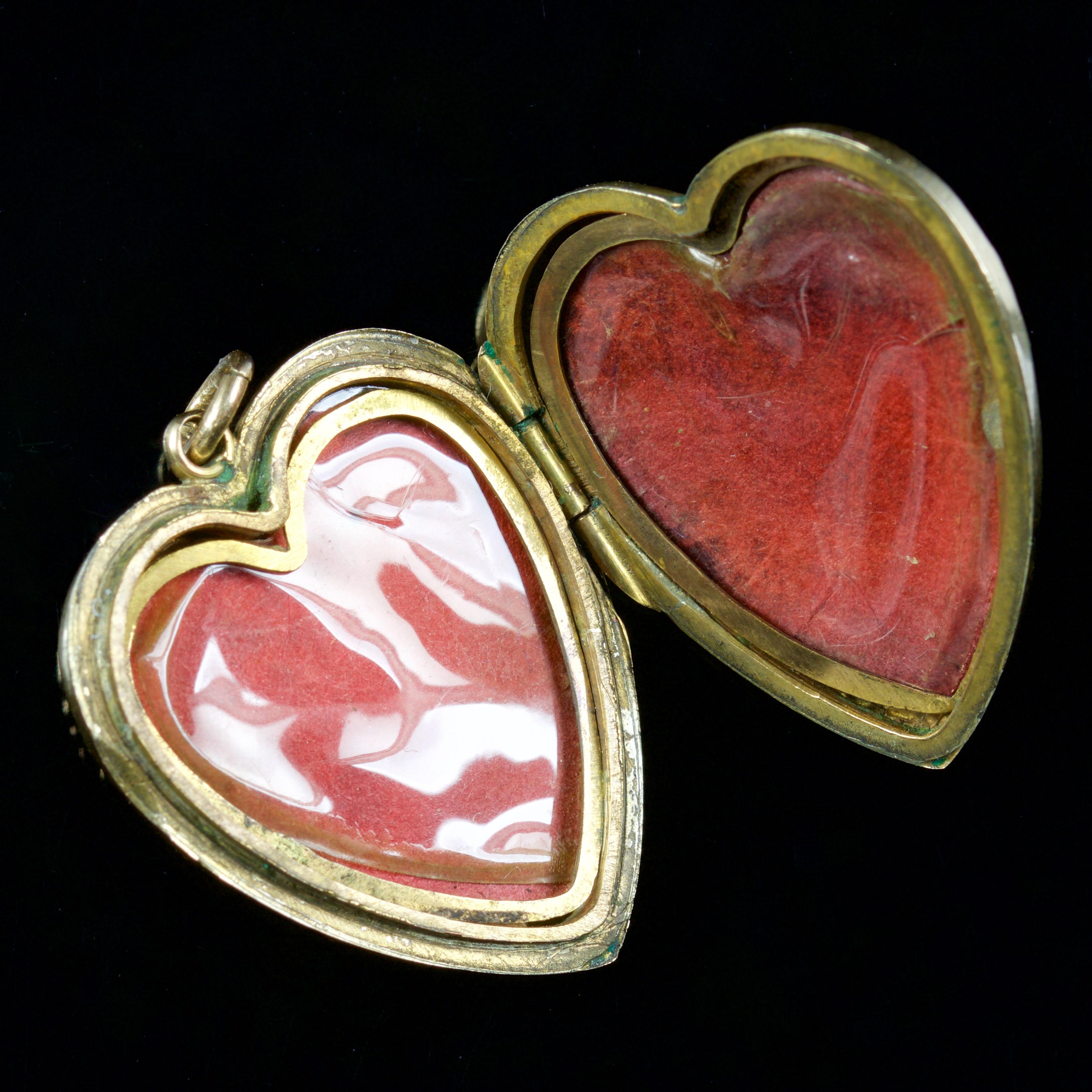 Women's Antique Victorian Heart Locket Garnet Pearl 9 Carat Silver, circa 1900
