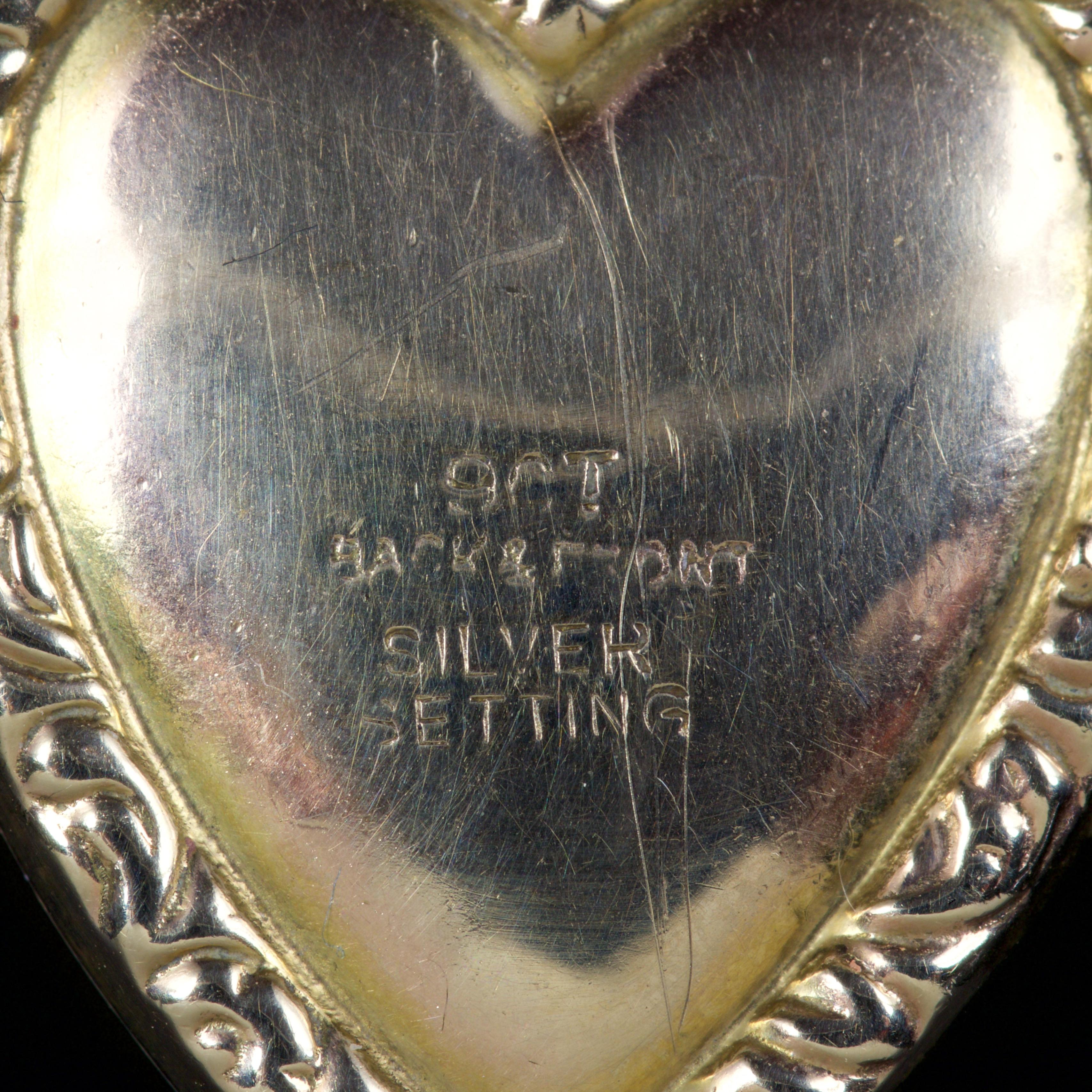 Antique Victorian Heart Locket Garnet Pearl 9 Carat Silver, circa 1900 3
