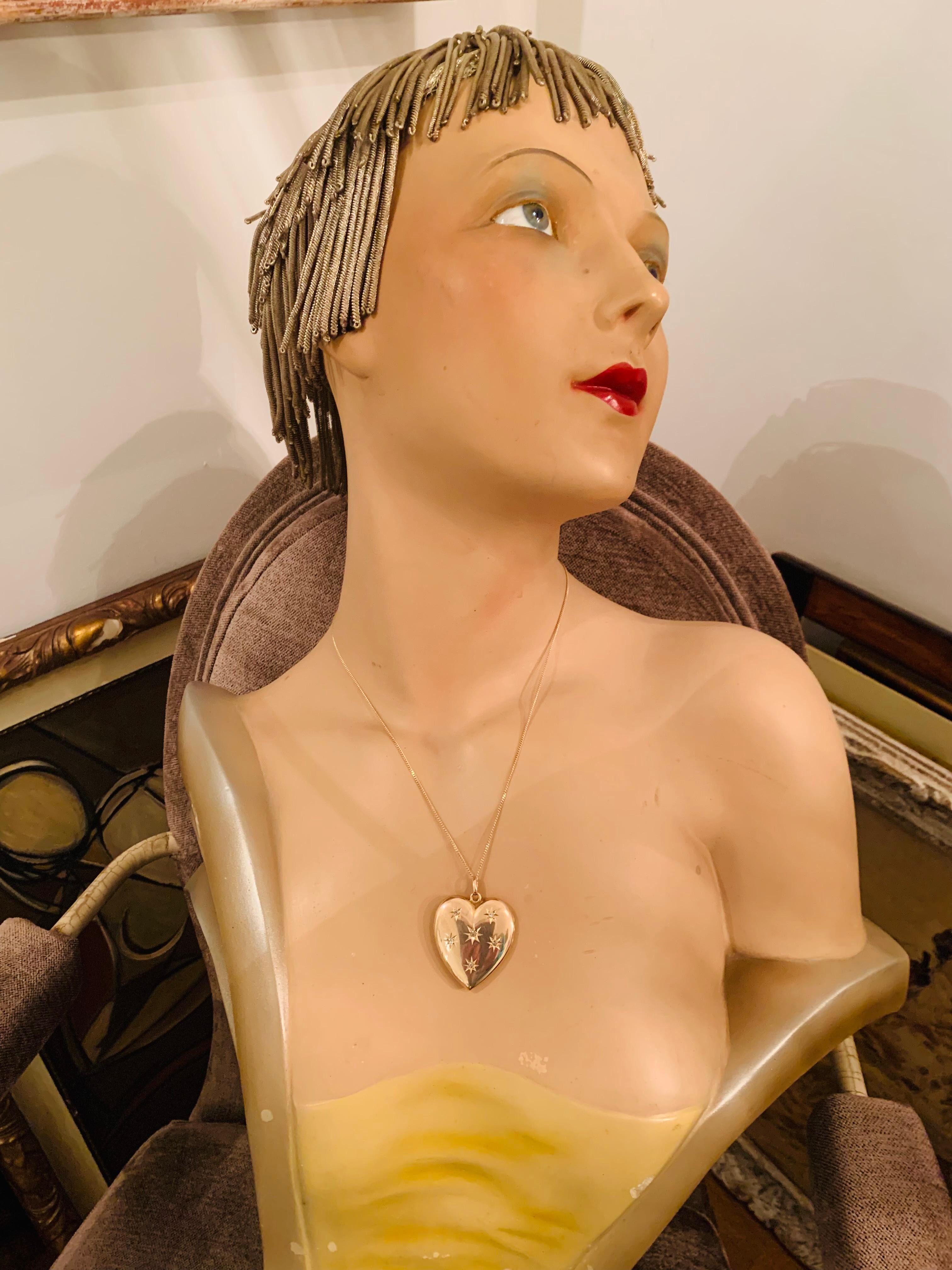 Round Cut Antique Victorian Heart Locket Pendant 14 Karat Rose Gold Diamonds For Sale