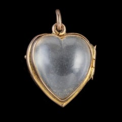 Victorian Heart Locket Pools of Light Rock Crystal 9 Carat Gold, circa 1900