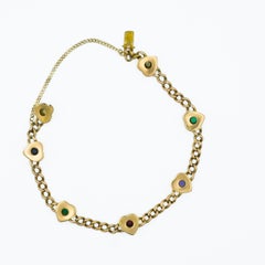 Antique Victorian Heart Shaped 'Dearest' Acrostic Bracelet 14 Karat Rose Gold