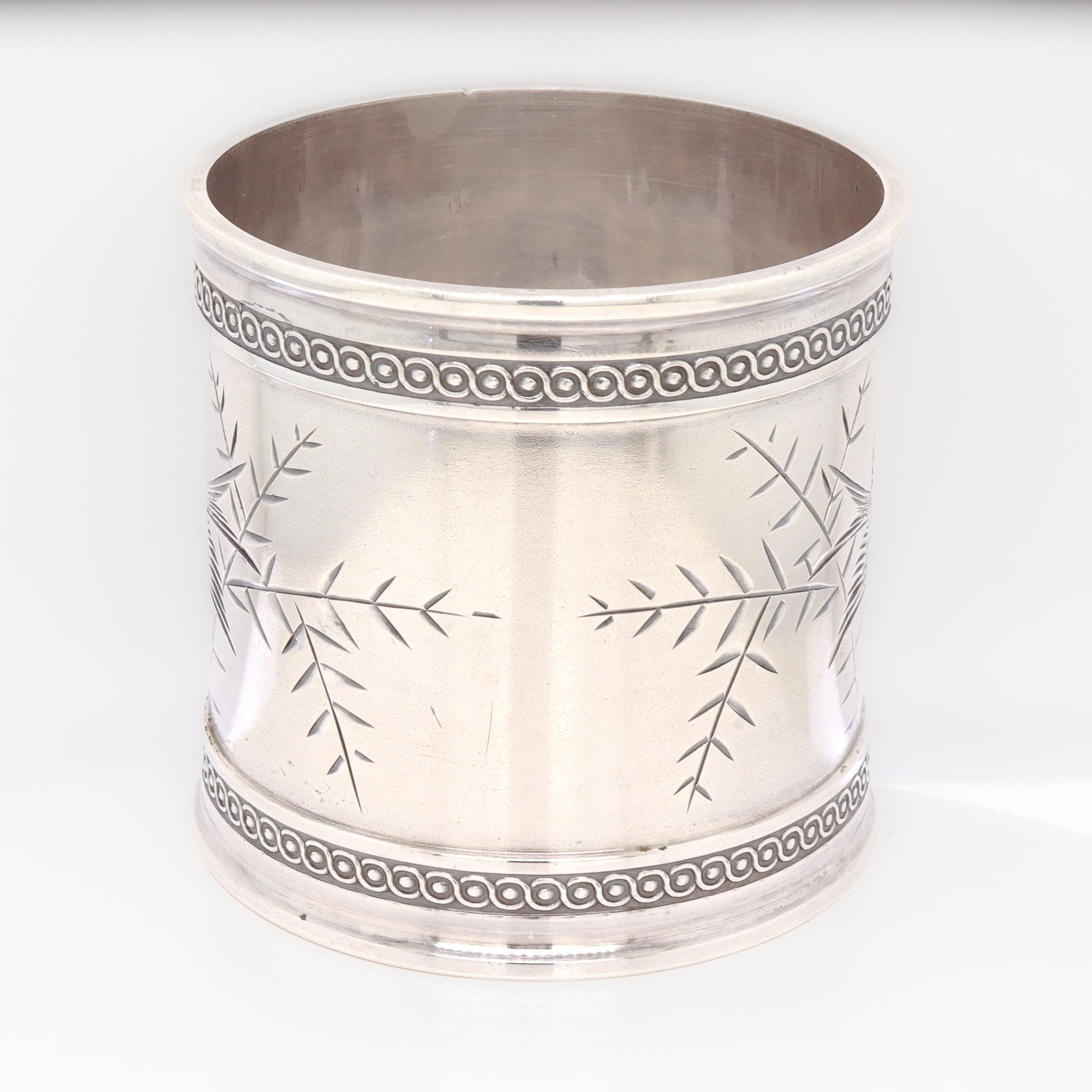 Antique Victorian Heavy Gauged Sterling Silver Napkin Ring Engraved 'Nannie' For Sale 1
