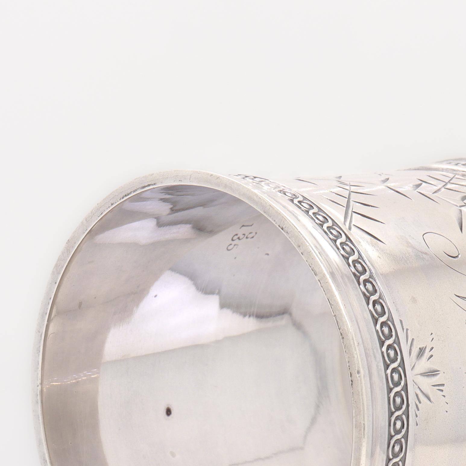 Antique Victorian Heavy Gauged Sterling Silver Napkin Ring Engraved 'Nannie' For Sale 3