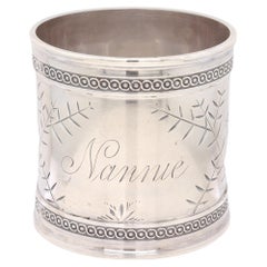 Antique Victorian Heavy Gauged Sterling Silver Napkin Ring Engraved 'Nannie'