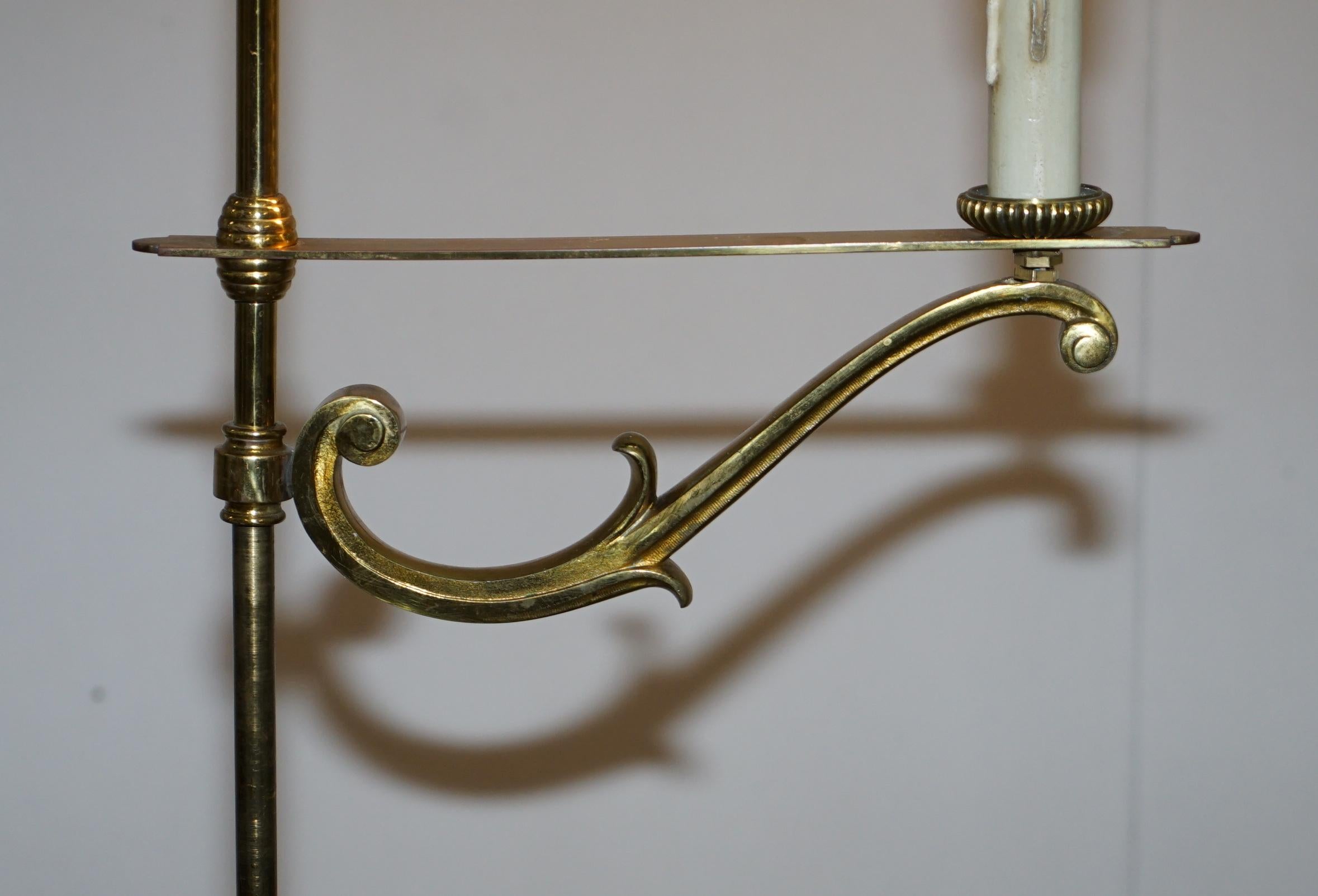 Antique Victorian Height Adjustable Brass Floor Standing Lamp Gas to Electric 3