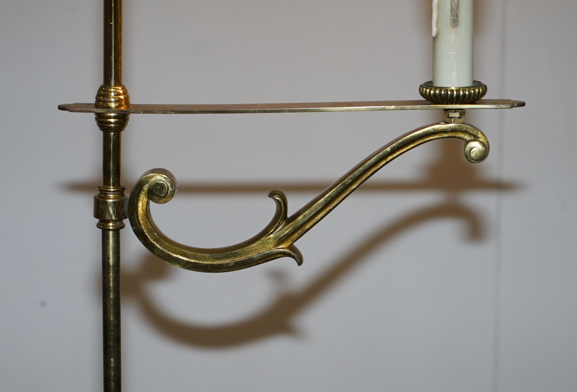 Antique Victorian Height Adjustable Brass Floor Standing Lamp Gas to Electric 2
