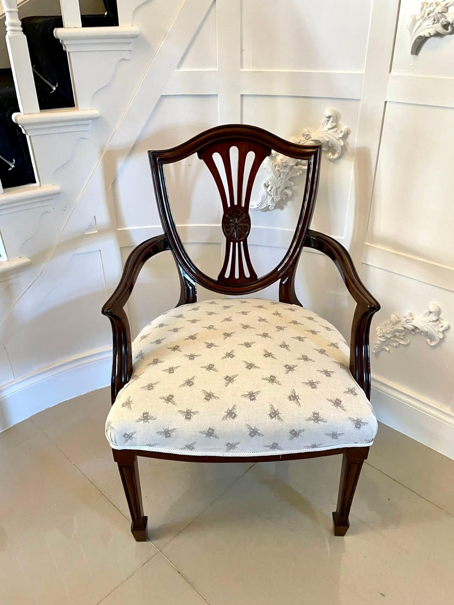 English Antique Victorian Hepplewhite Style Mahogany Armchair For Sale