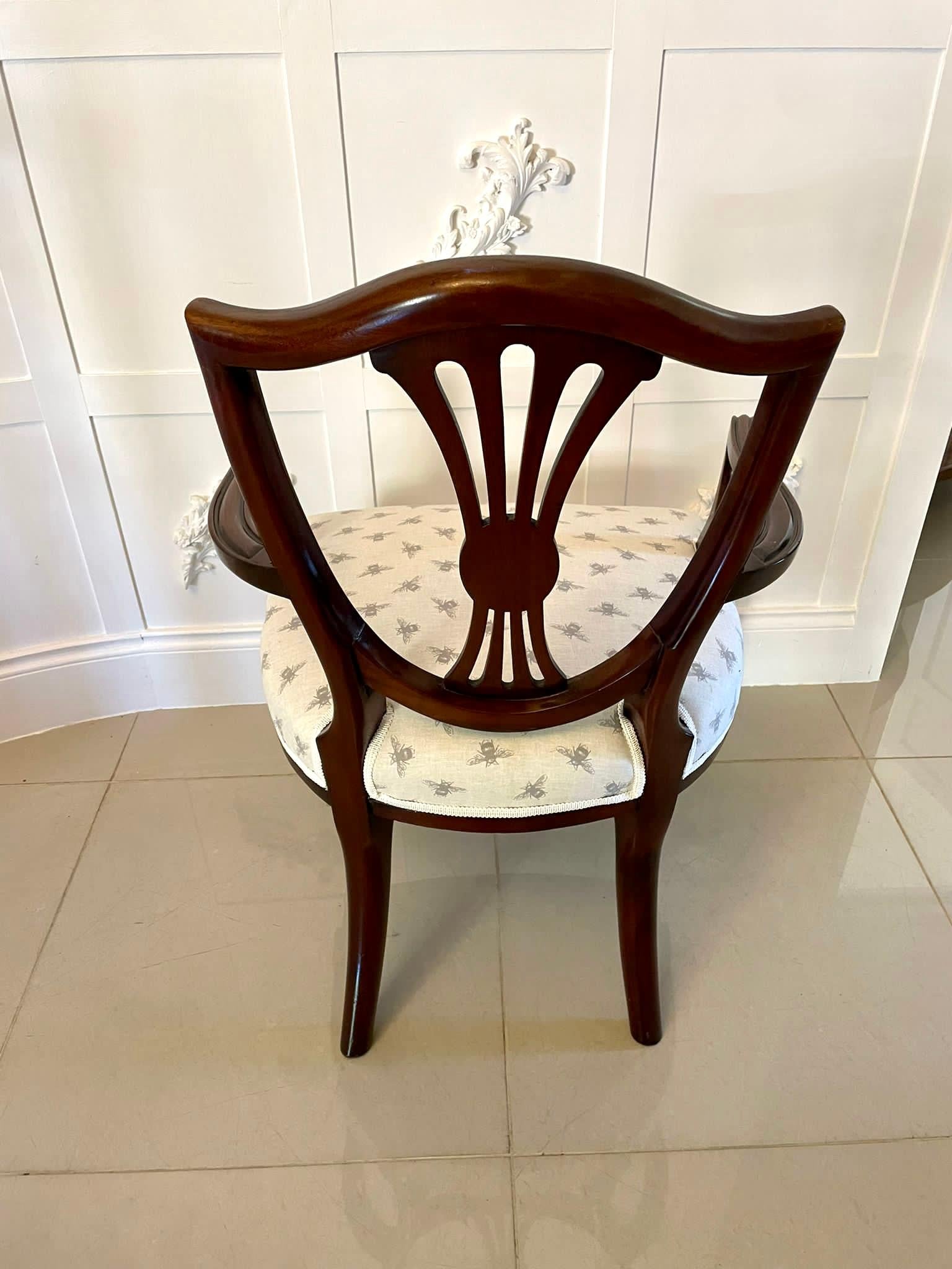 Late 19th Century Antique Victorian Hepplewhite Style Mahogany Armchair For Sale