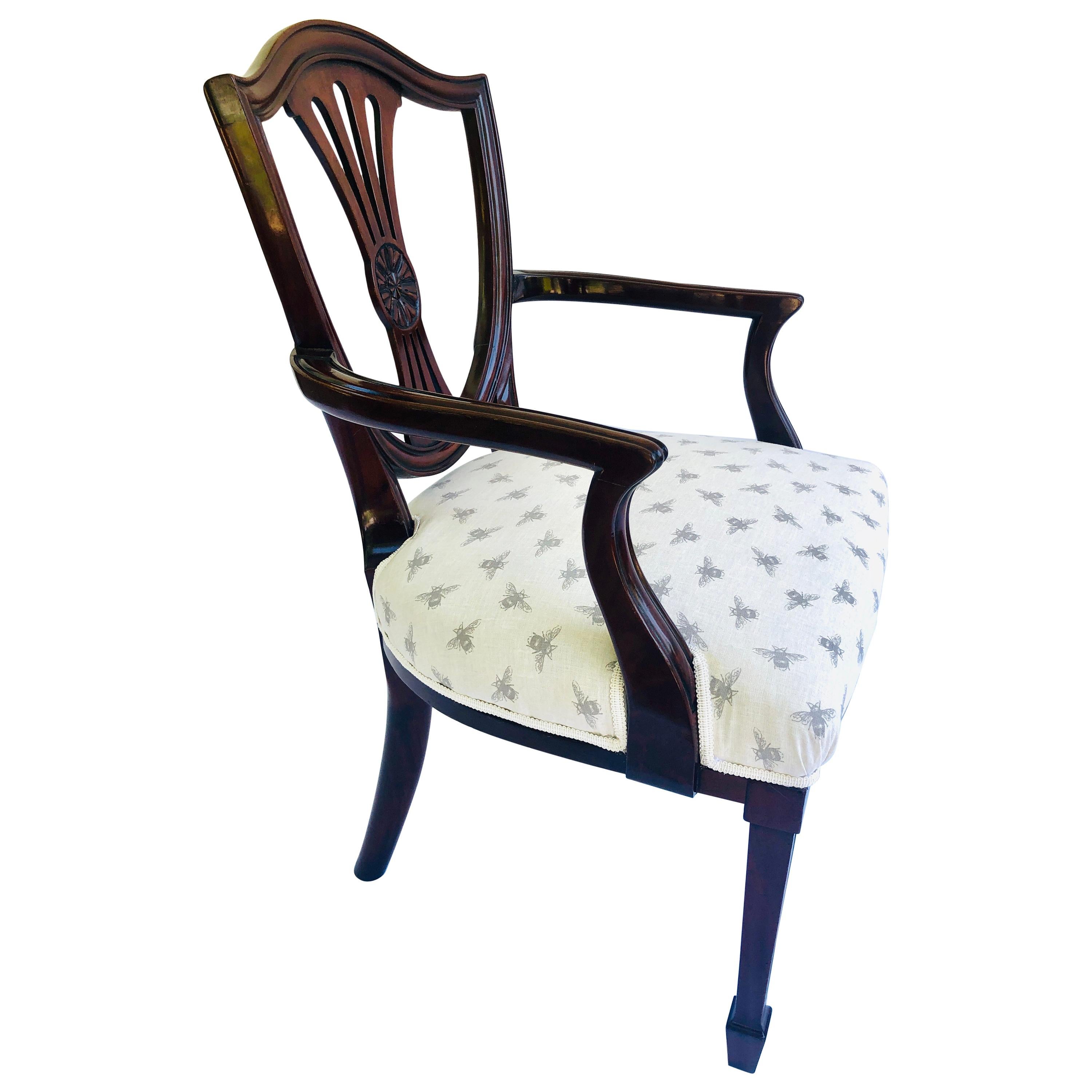 Antique Victorian Hepplewhite Style Mahogany Armchair