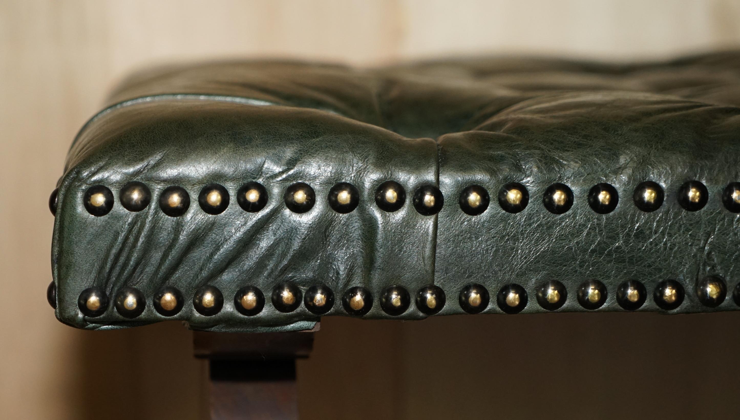 green leather bench