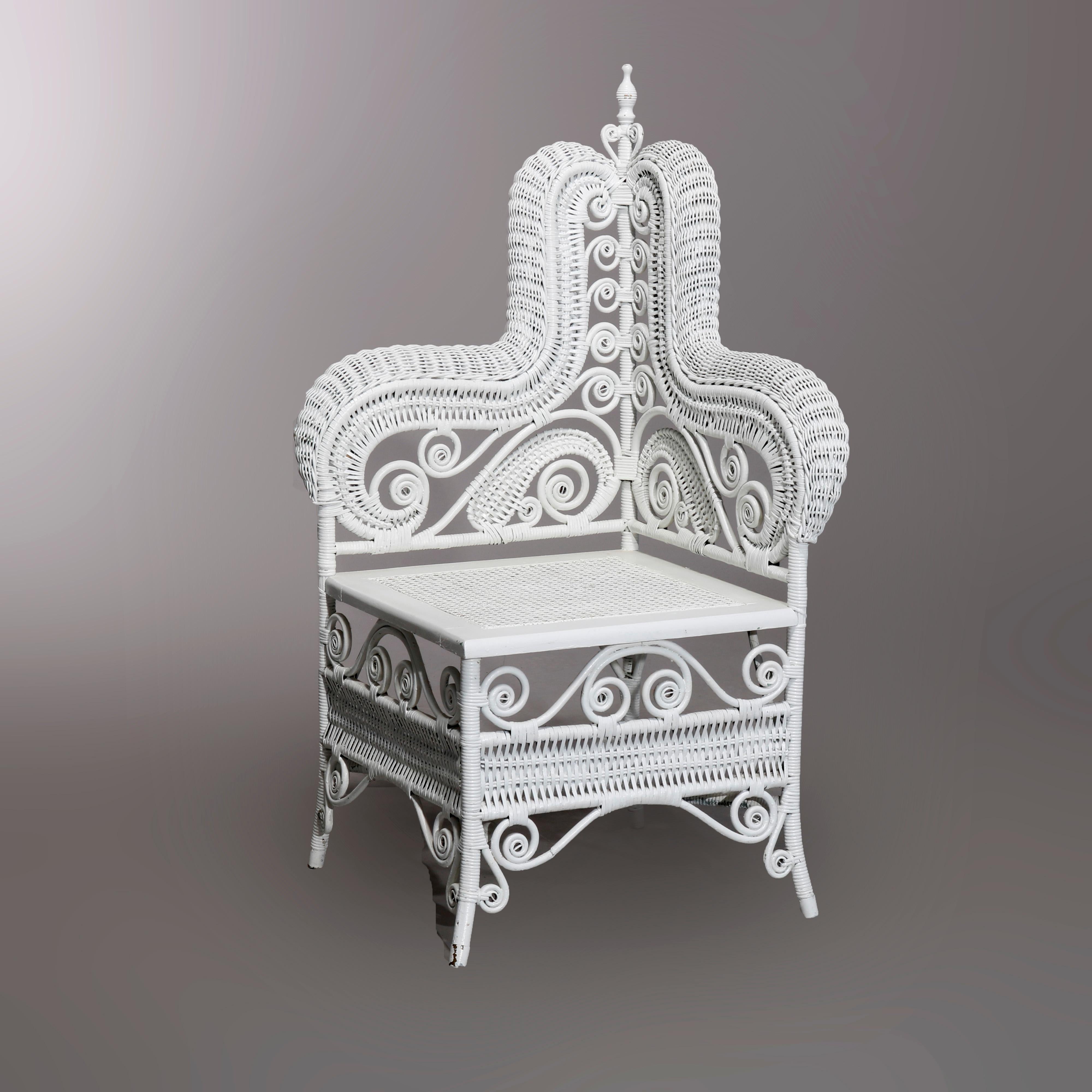 Wicker Antique Victorian Heywood Wakefield (attr.) Photographers Chair, Circa 1890
