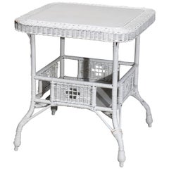 Antique Victorian Heywood Wakefield 'attr.' Wicker Center Table, Circa 1890