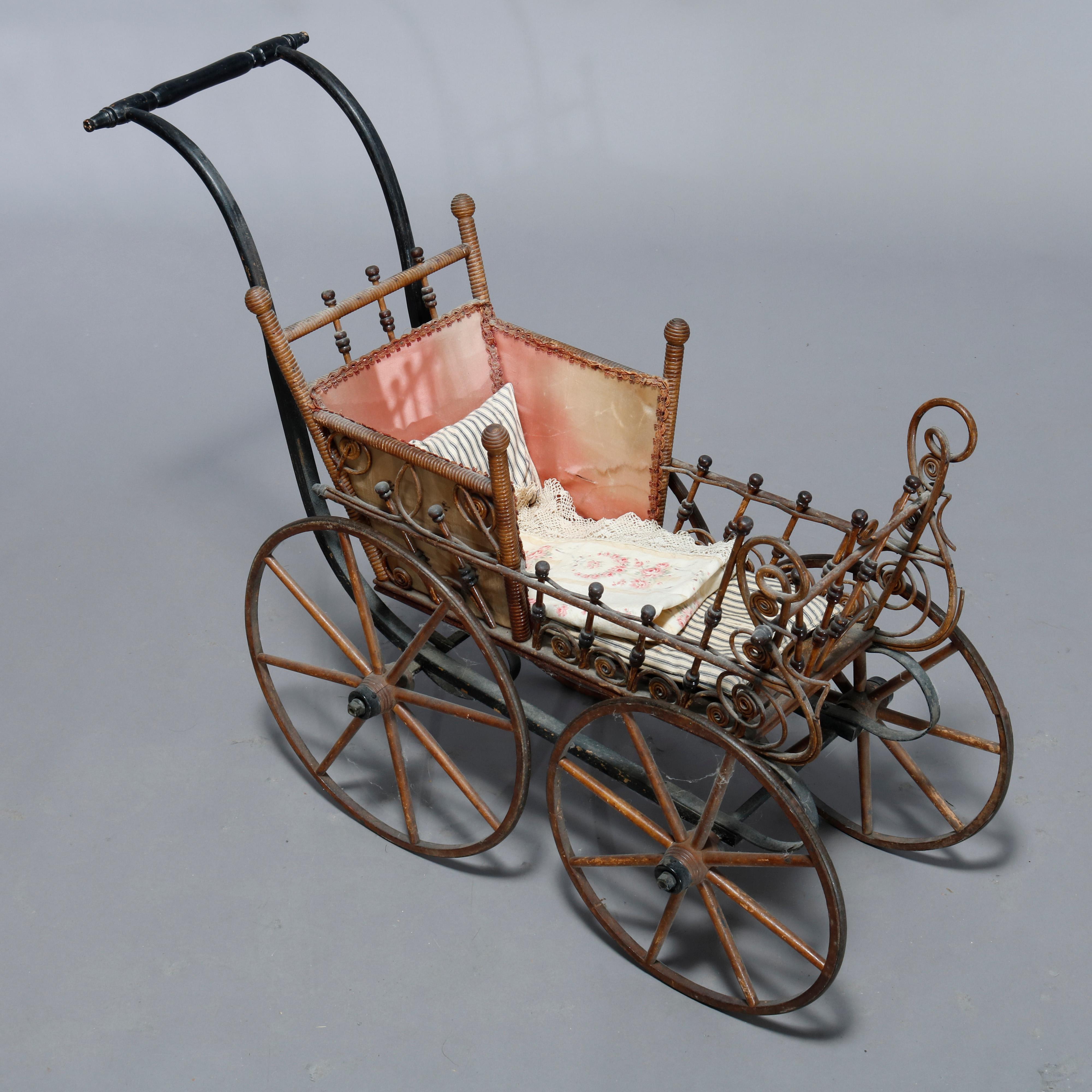 antique wicker baby carriage