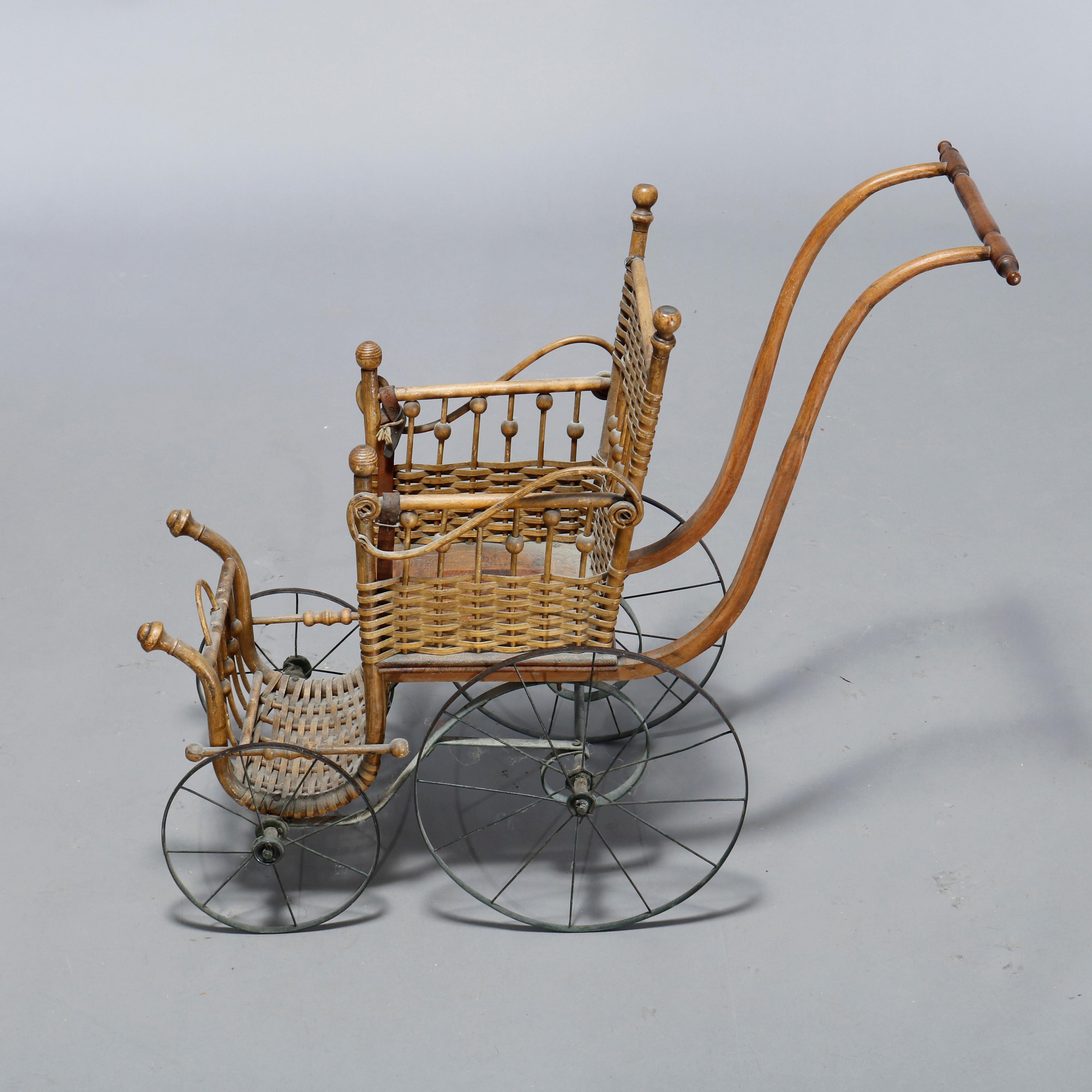 antique wicker doll buggy