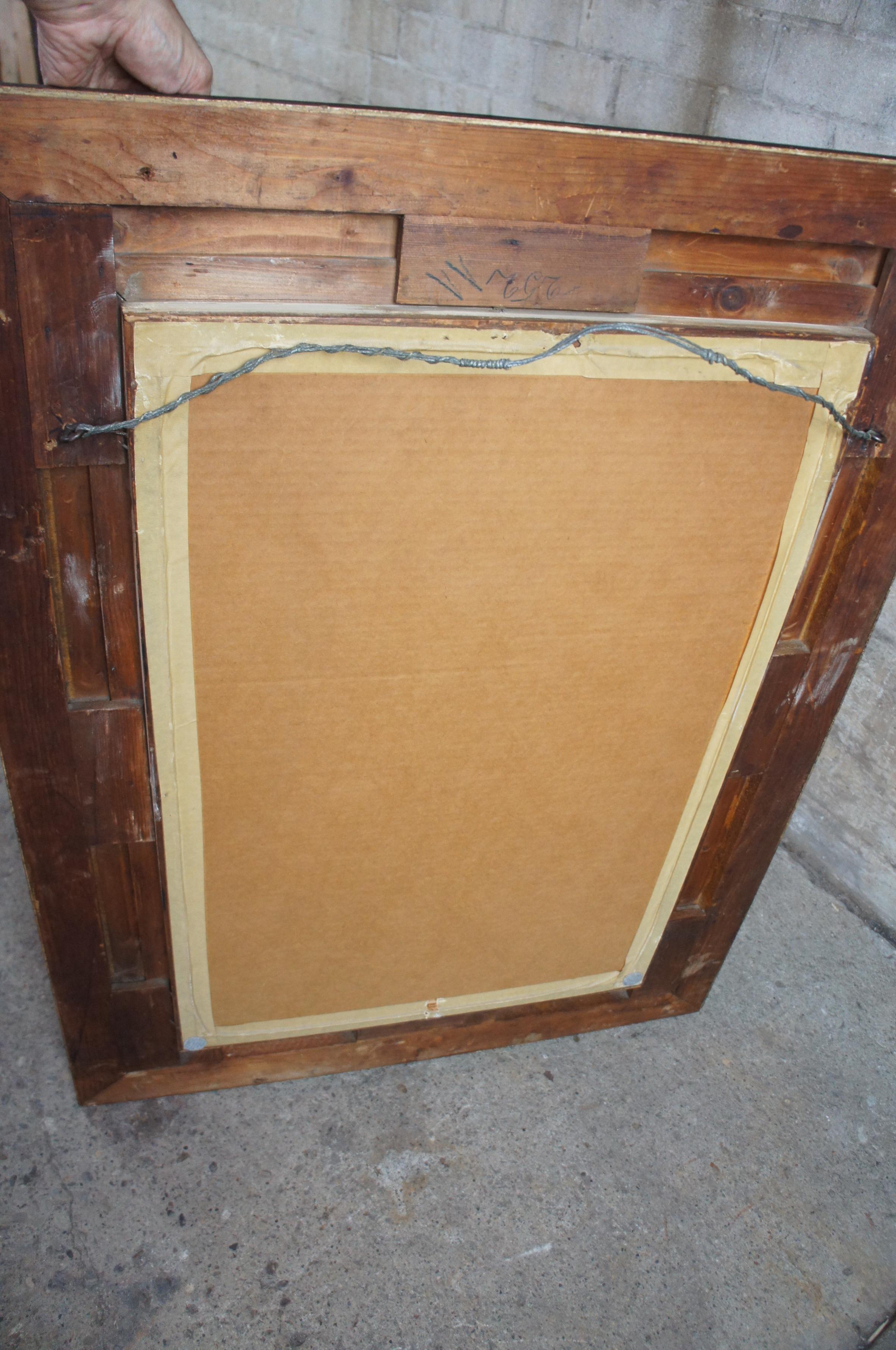 Antique Victorian High Relief Carved Wood Mirror Art Frame Floral Rose 2
