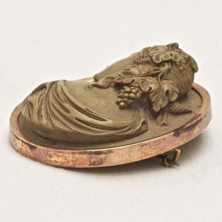 Antique Victorian High Relief Lava Cameo Brooch with a Gold Filled Setting For Sale 1