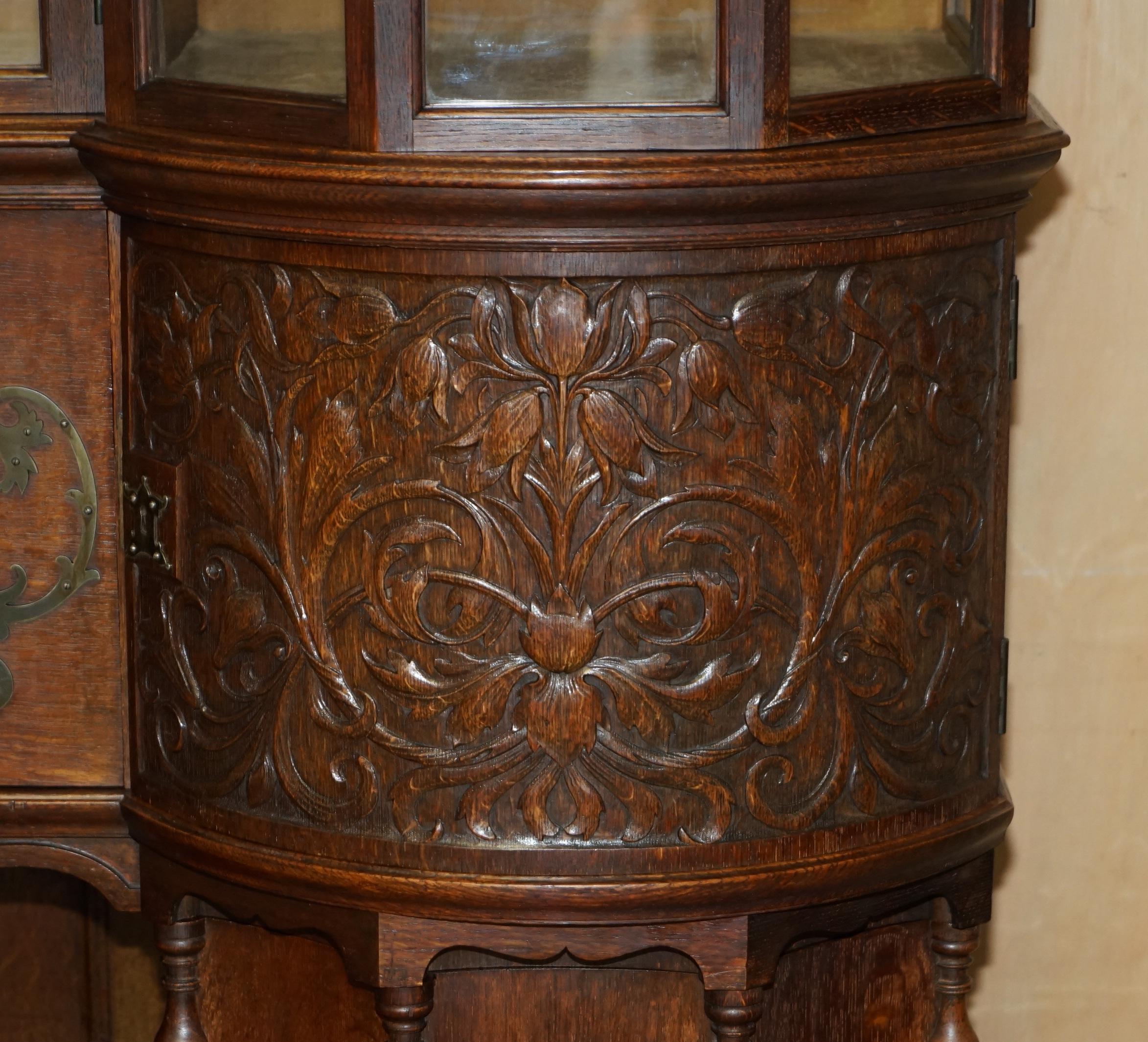 Antique Victorian Holland & Sons Mount Street London Hand Carved Display Cabinet For Sale 5