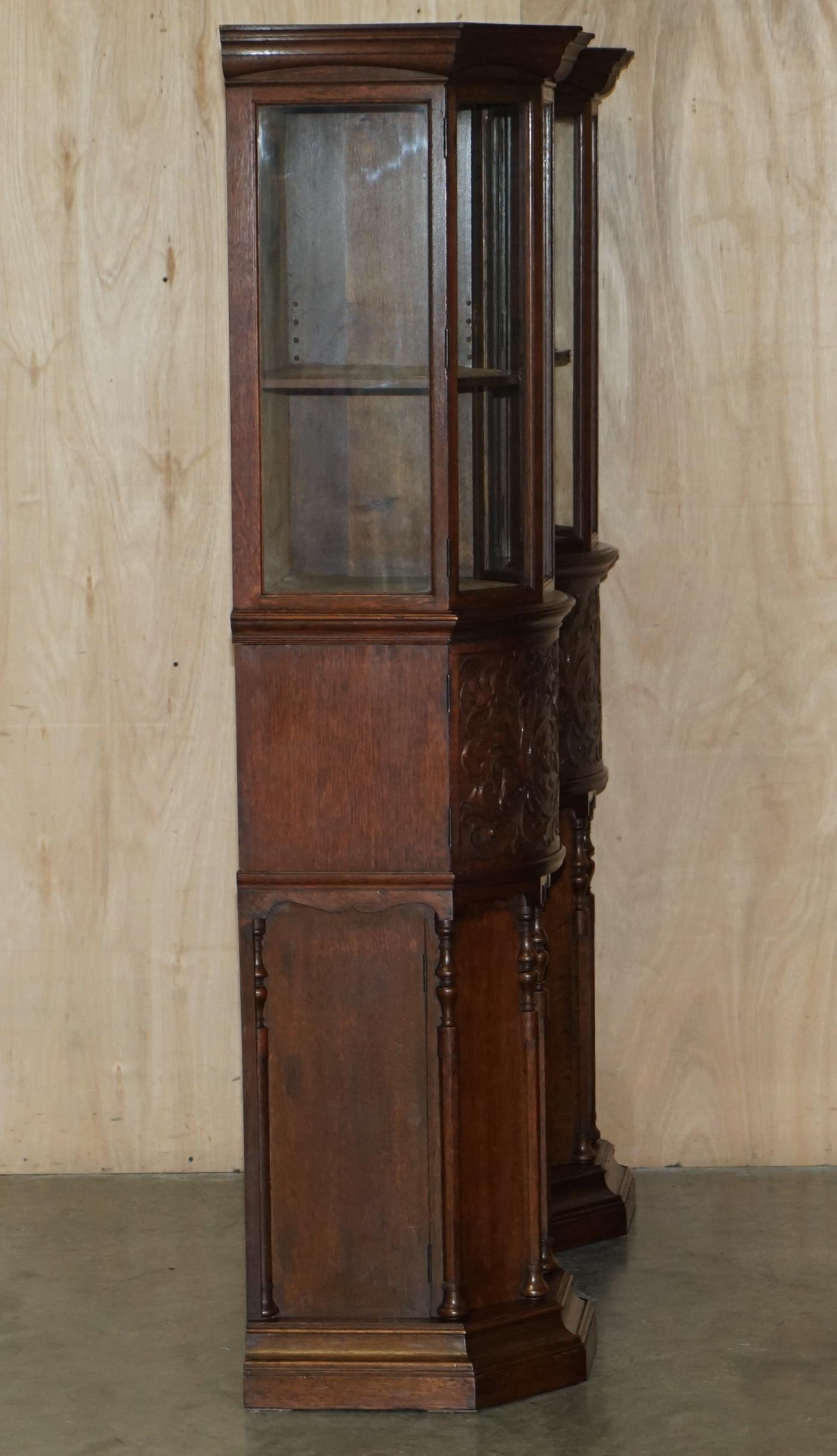 Antique Victorian Holland & Sons Mount Street London Hand Carved Display Cabinet For Sale 8