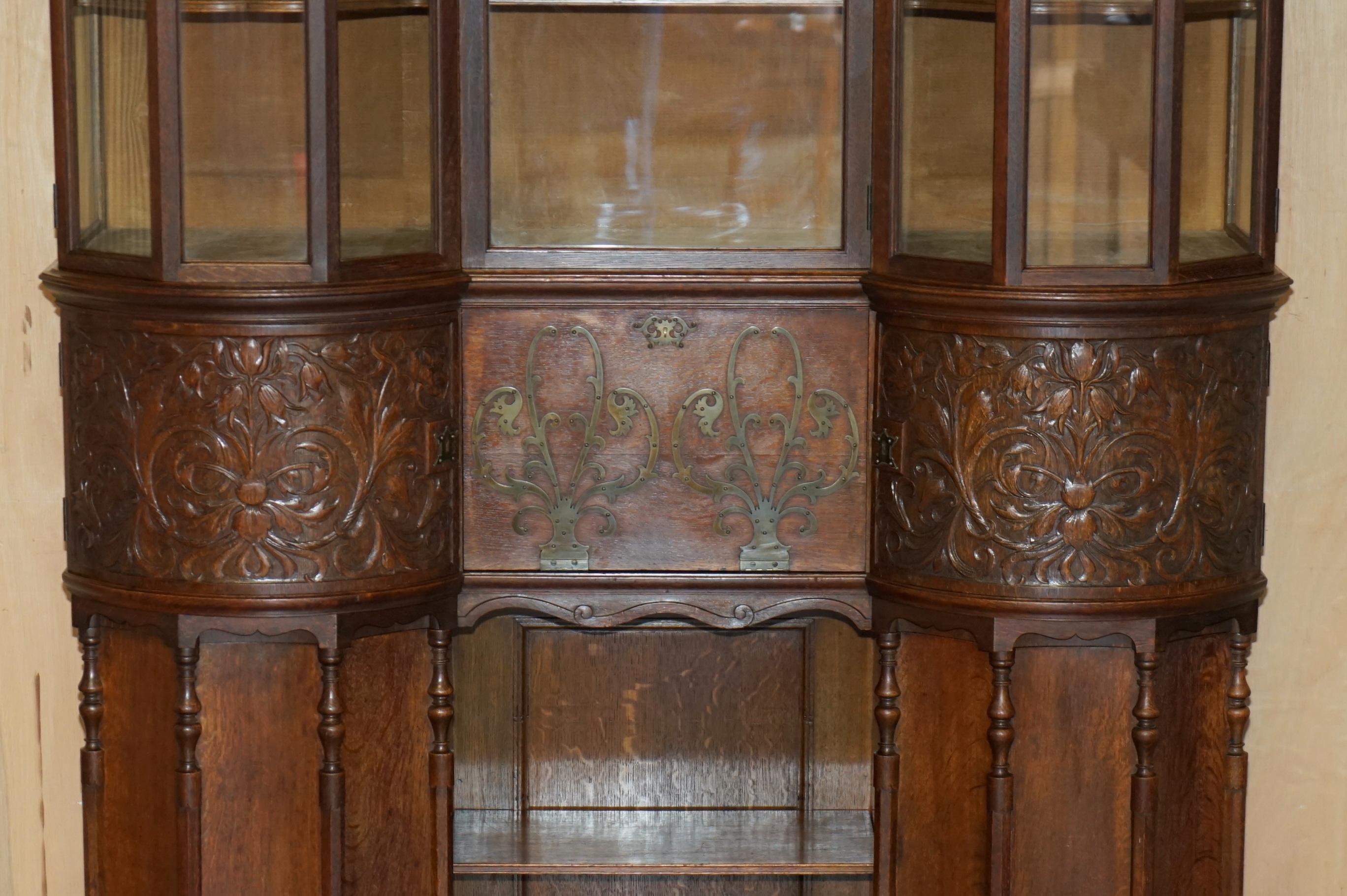 19th Century Antique Victorian Holland & Sons Mount Street London Hand Carved Display Cabinet For Sale