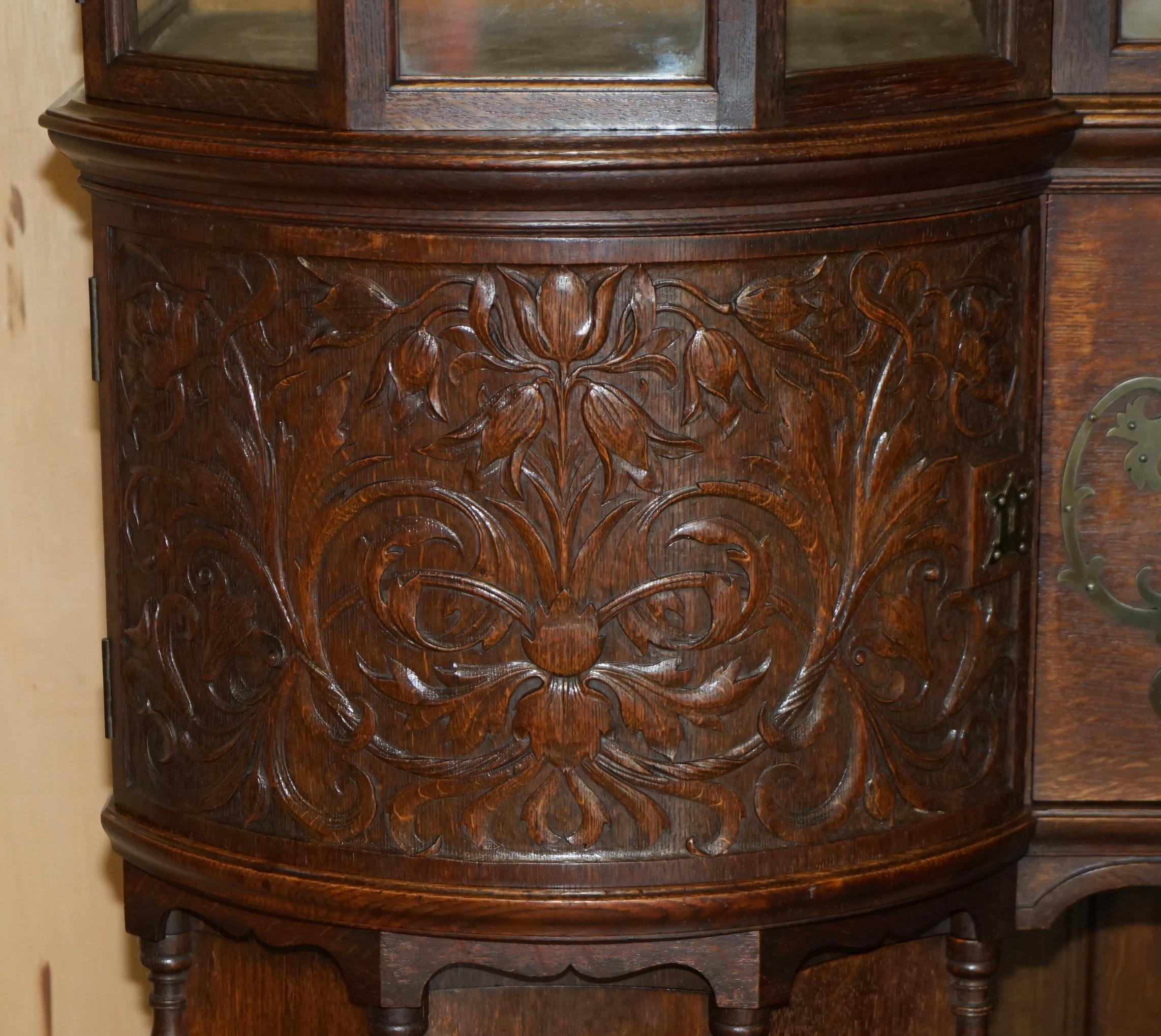 Antique Victorian Holland & Sons Mount Street London Hand Carved Display Cabinet For Sale 2