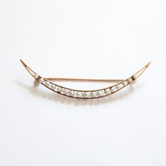 Antique Victorian Honeymoon Brooch 10k Gold Crescent Moon Seed Pearl Brooch