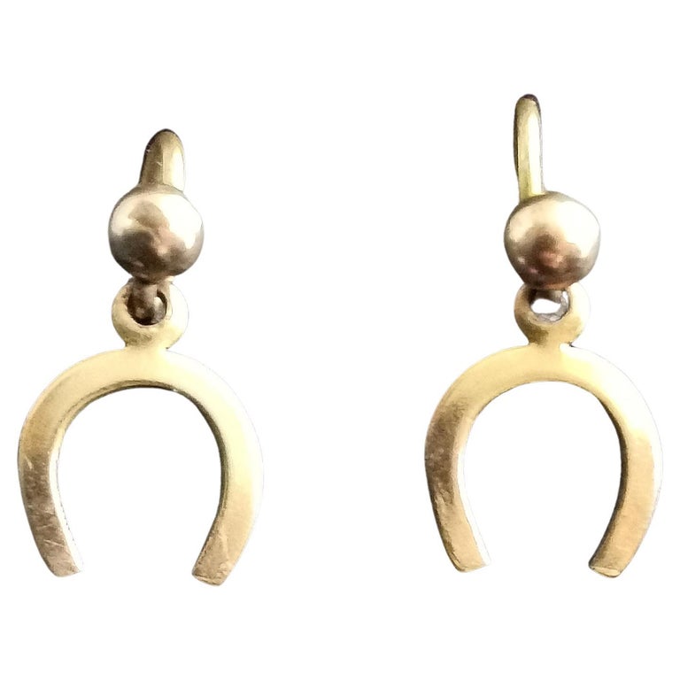 Antique Victorian Horseshoe Earrings, 9 Karat Yellow Gold at 1stDibs