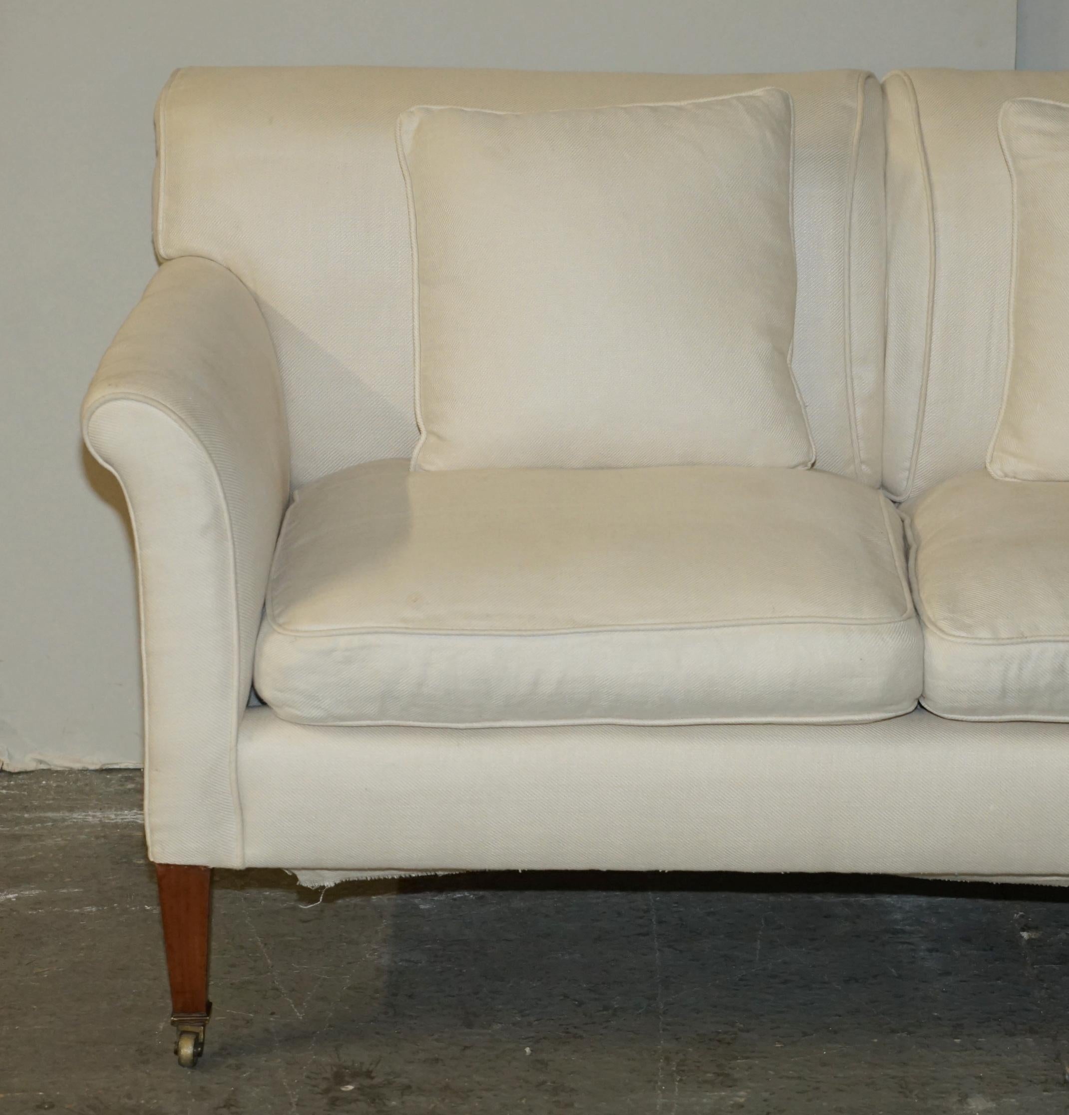 English ANTiQUE VICTORIAN HOWARD & SON TWO SEAT SOFA FULLY STAMPED READY FOR UPHOLSTERY For Sale