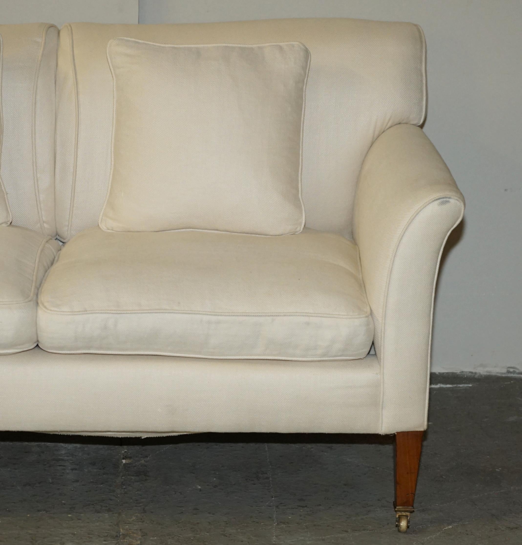 Hand-Crafted ANTiQUE VICTORIAN HOWARD & SON TWO SEAT SOFA FULLY STAMPED READY FOR UPHOLSTERY For Sale