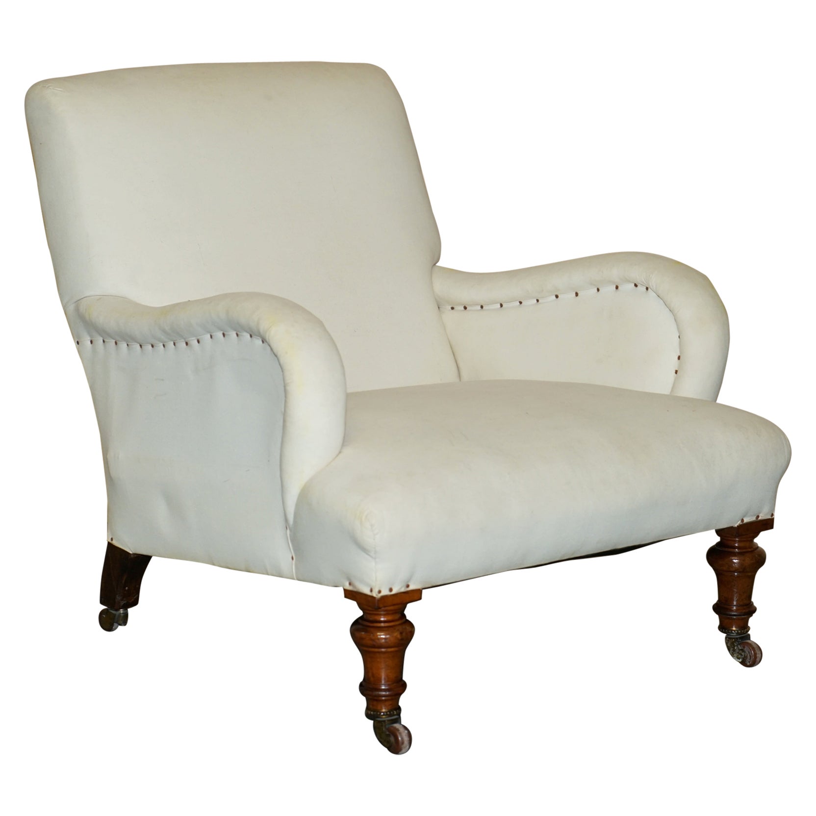 ANTIQUE armoire ViCTORIAN HOWARD & SON'S BRIDGEWATER STYLE ARMCHAIR NICELY SculPTED en vente