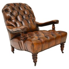 Antique Victorian Howard Style Leather Armchair