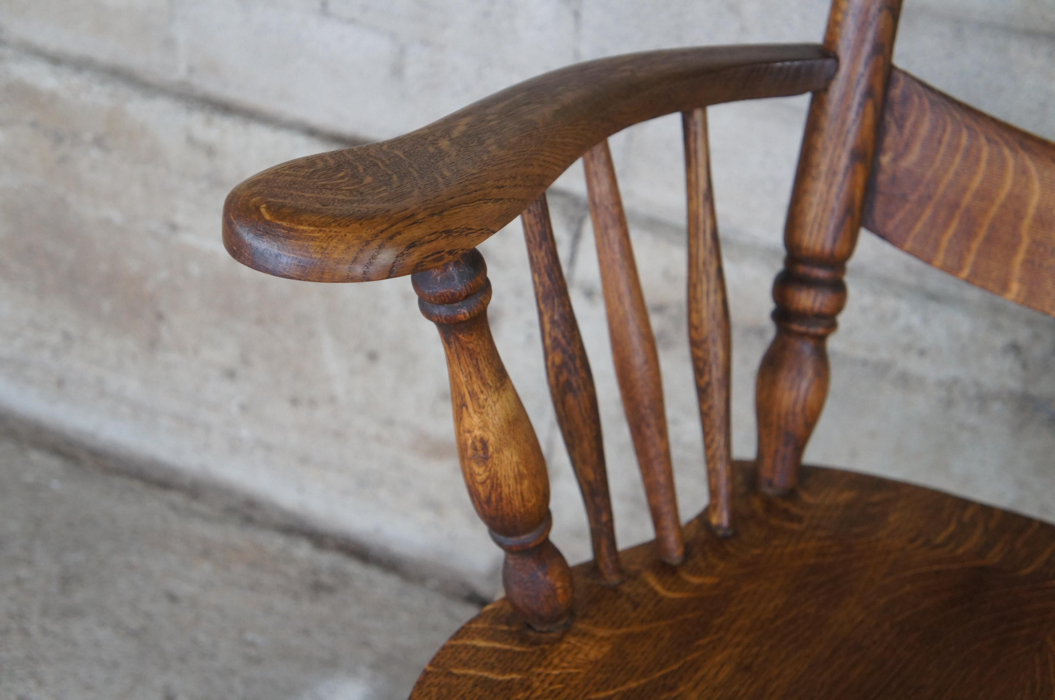 Antique Victorian Hubbard Eldridge & Miller Quartersawn Oak Executive Desk Chair 5