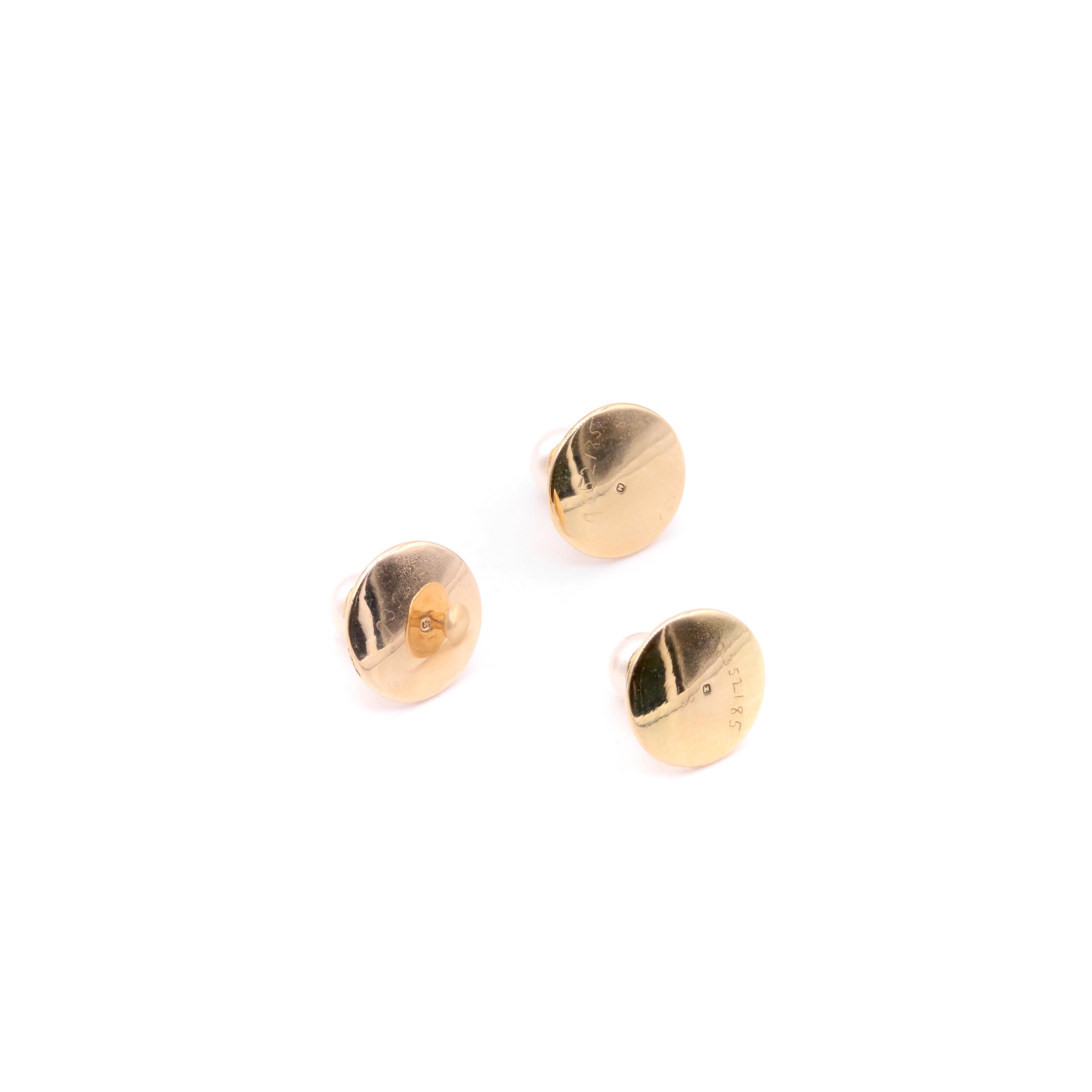 Antique Victorian Hunt & Roskell 15K Yellow Gold Pearl Dress Studs For Sale 3