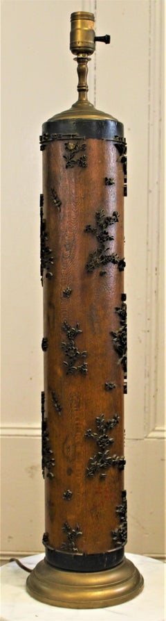 Antique Victorian Industrial Fabric or Wallpaper Printing Roller Lamp