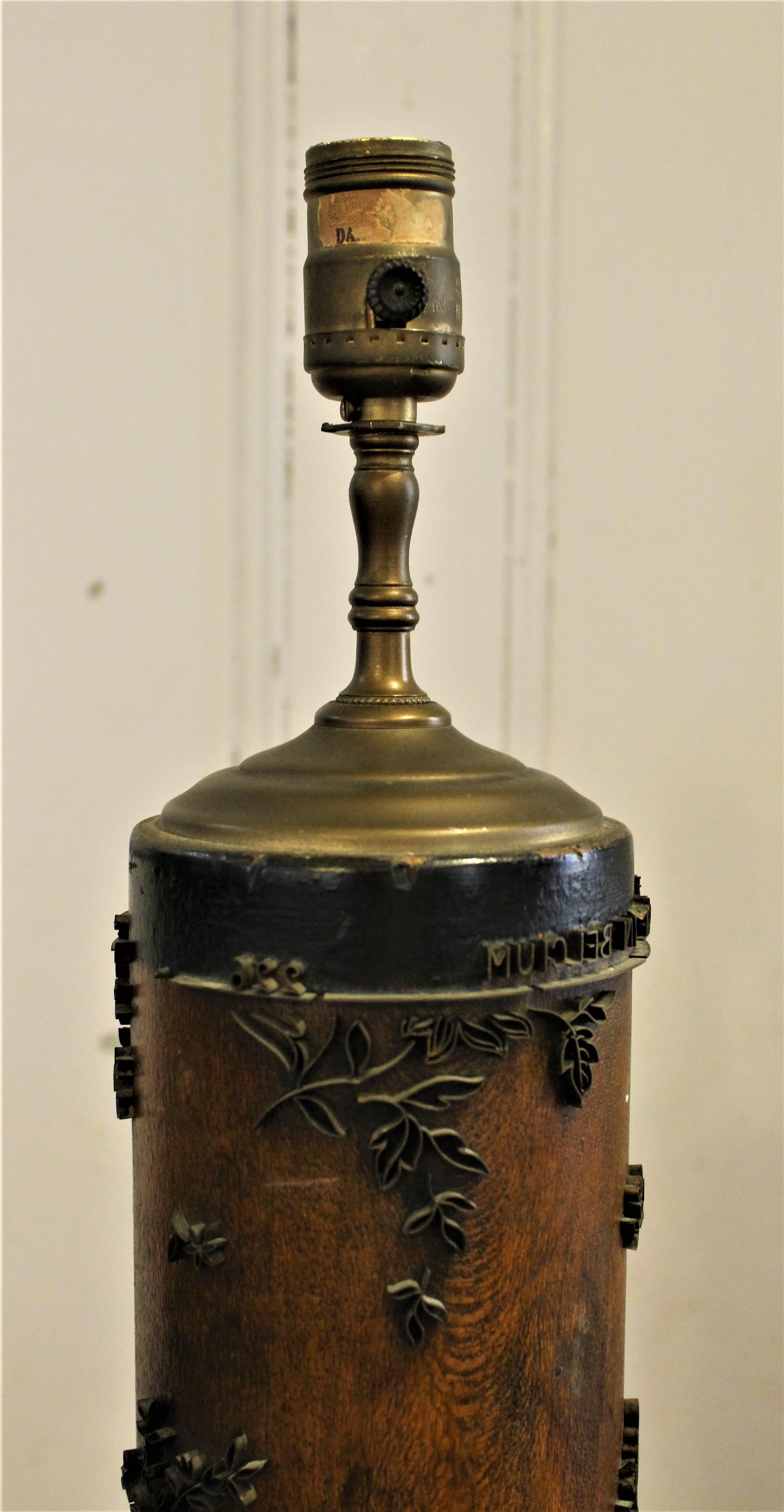 Antique Victorian Industrial Fabric or Wallpaper Printing Roller Lamp In Good Condition For Sale In Hamilton, Ontario