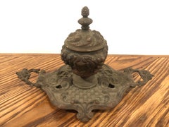 Antique Victorian Inkwell with Glass Insert