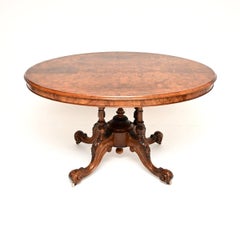 Antique Victorian Inlaid Burr Walnut Loo Table