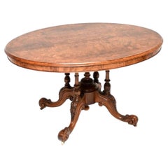 Antique Victorian Inlaid Burr Walnut Loo Table