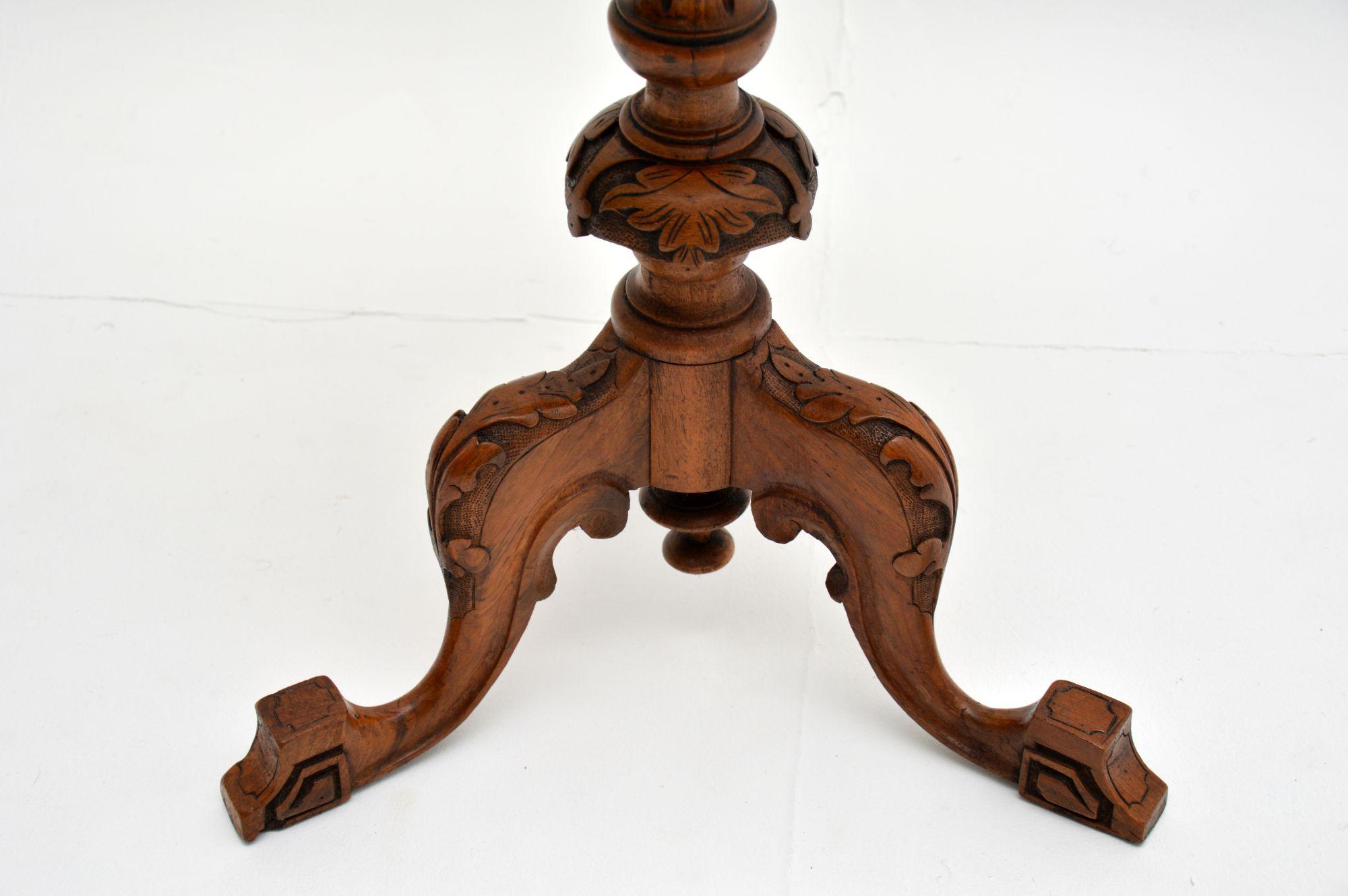 Antique Victorian Inlaid Burr Walnut Side Table 1