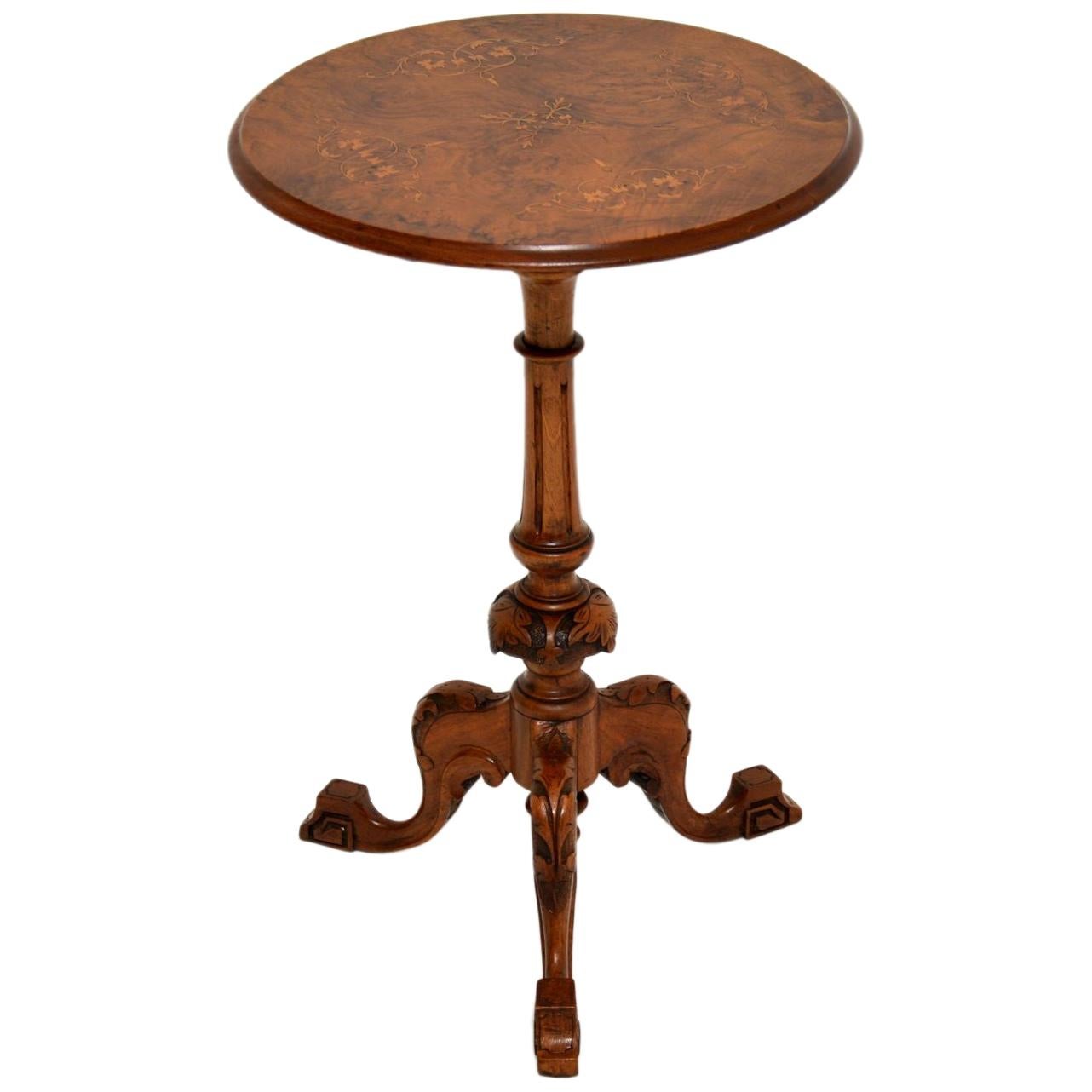 Antique Victorian Inlaid Burr Walnut Side Table
