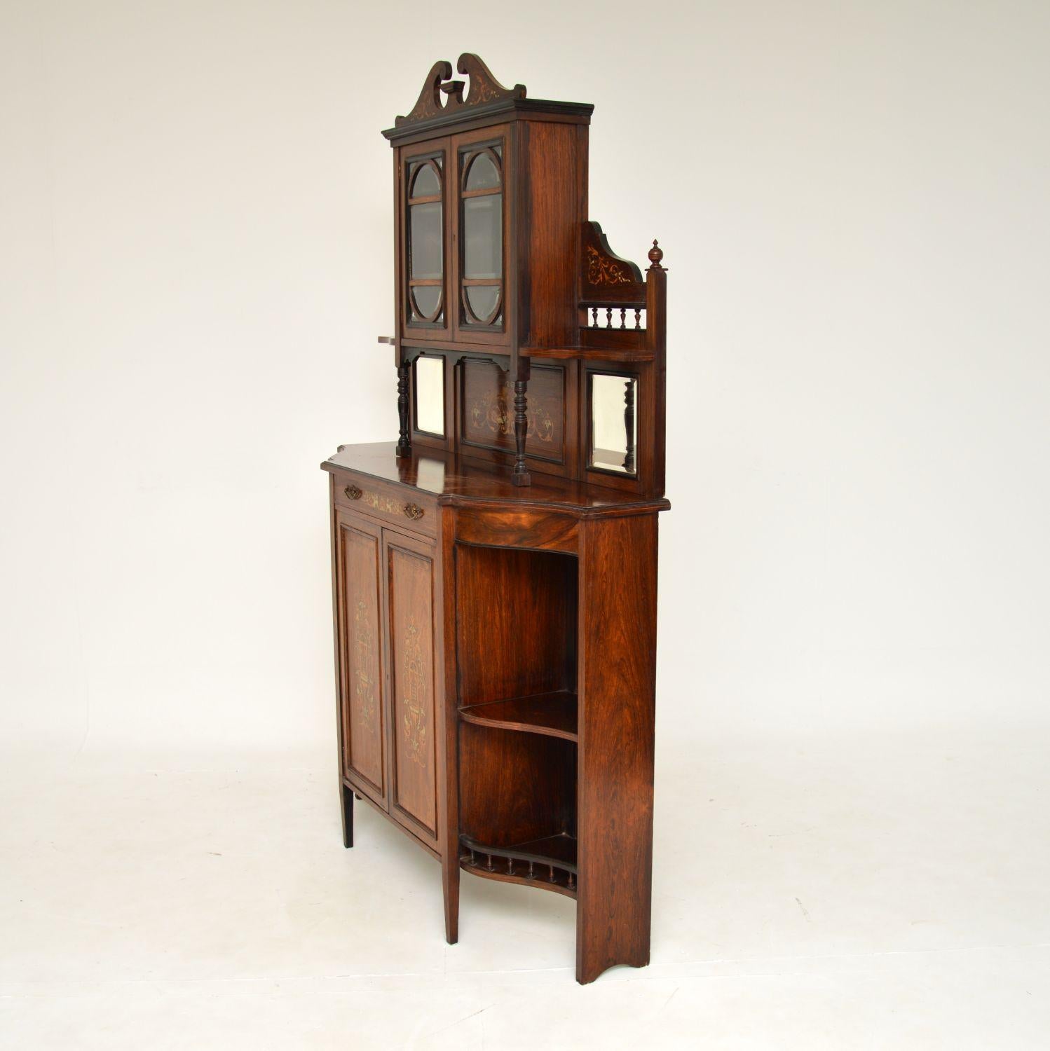 Late 19th Century Antique Victorian Inlaid Chiffonier Cabinet