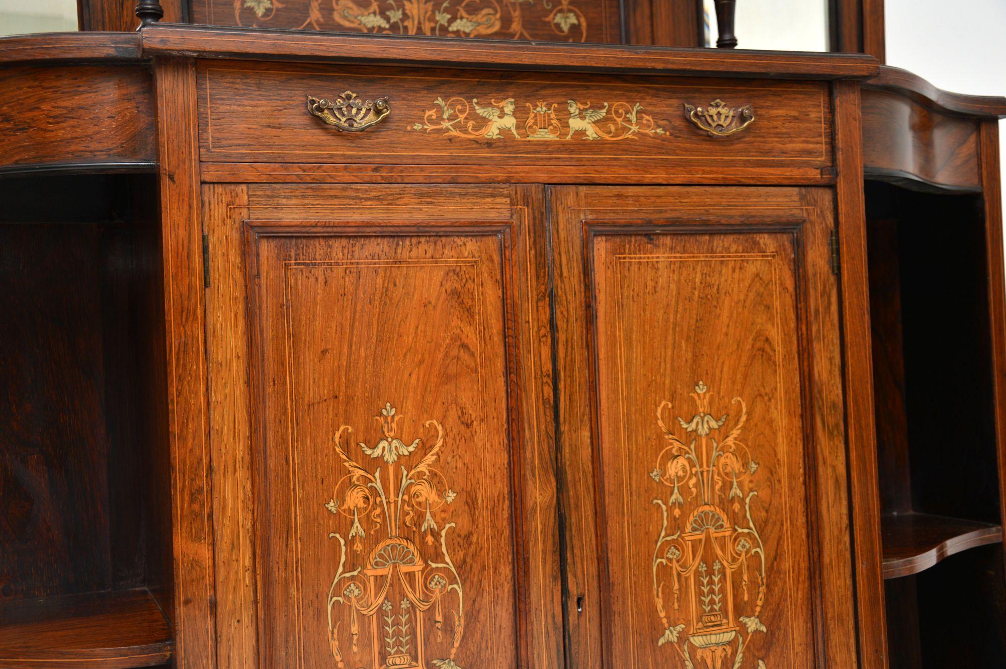 Antique Victorian Inlaid Chiffonier Cabinet 6