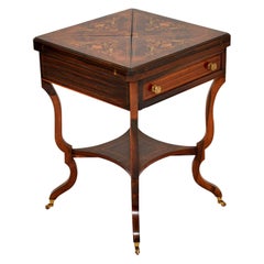 Antique Victorian Inlaid Envelope Card Table