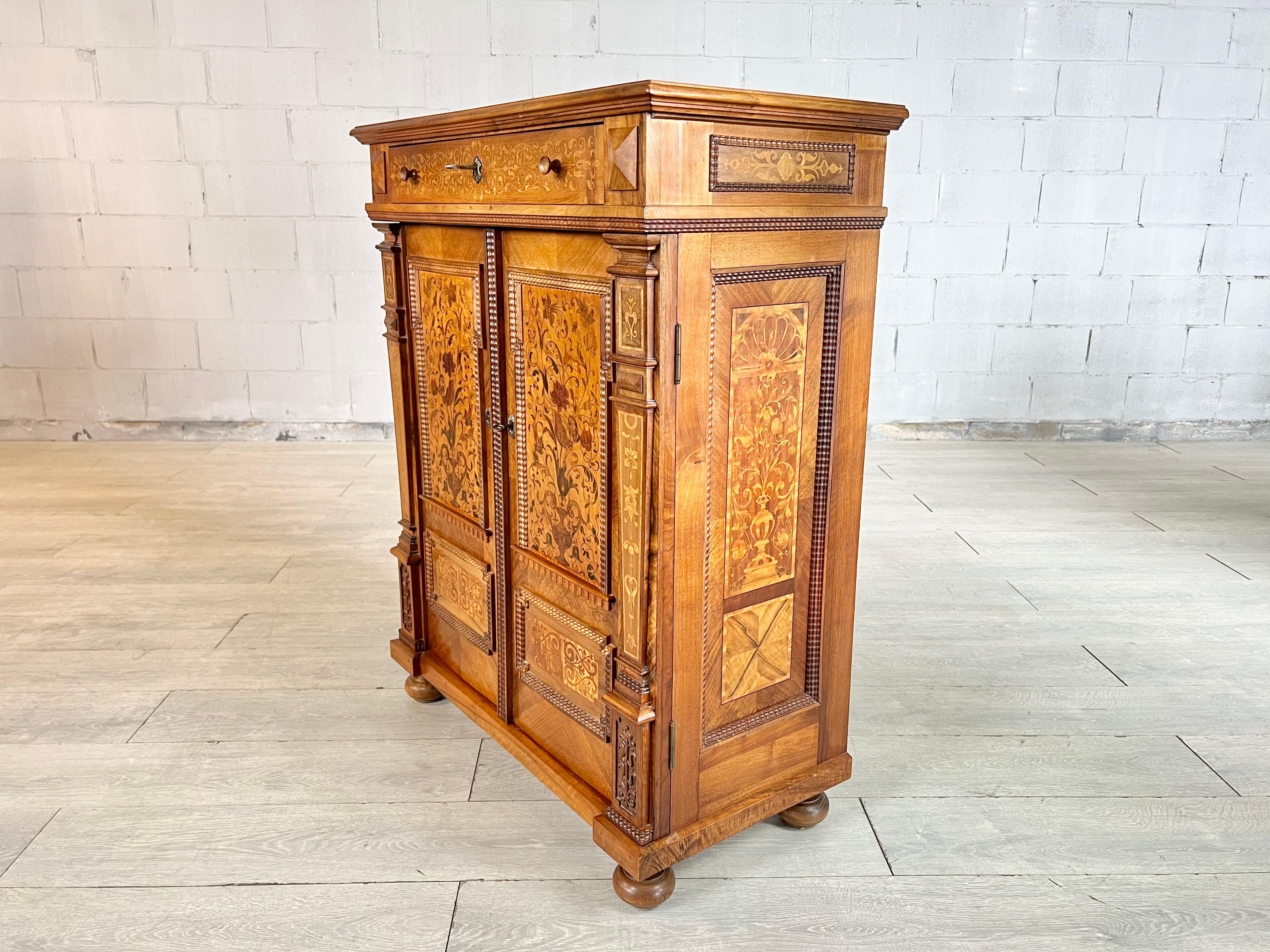 Antique Victorian Inlaid Fruitwood Storage Cabinet Sideboard For Sale 6
