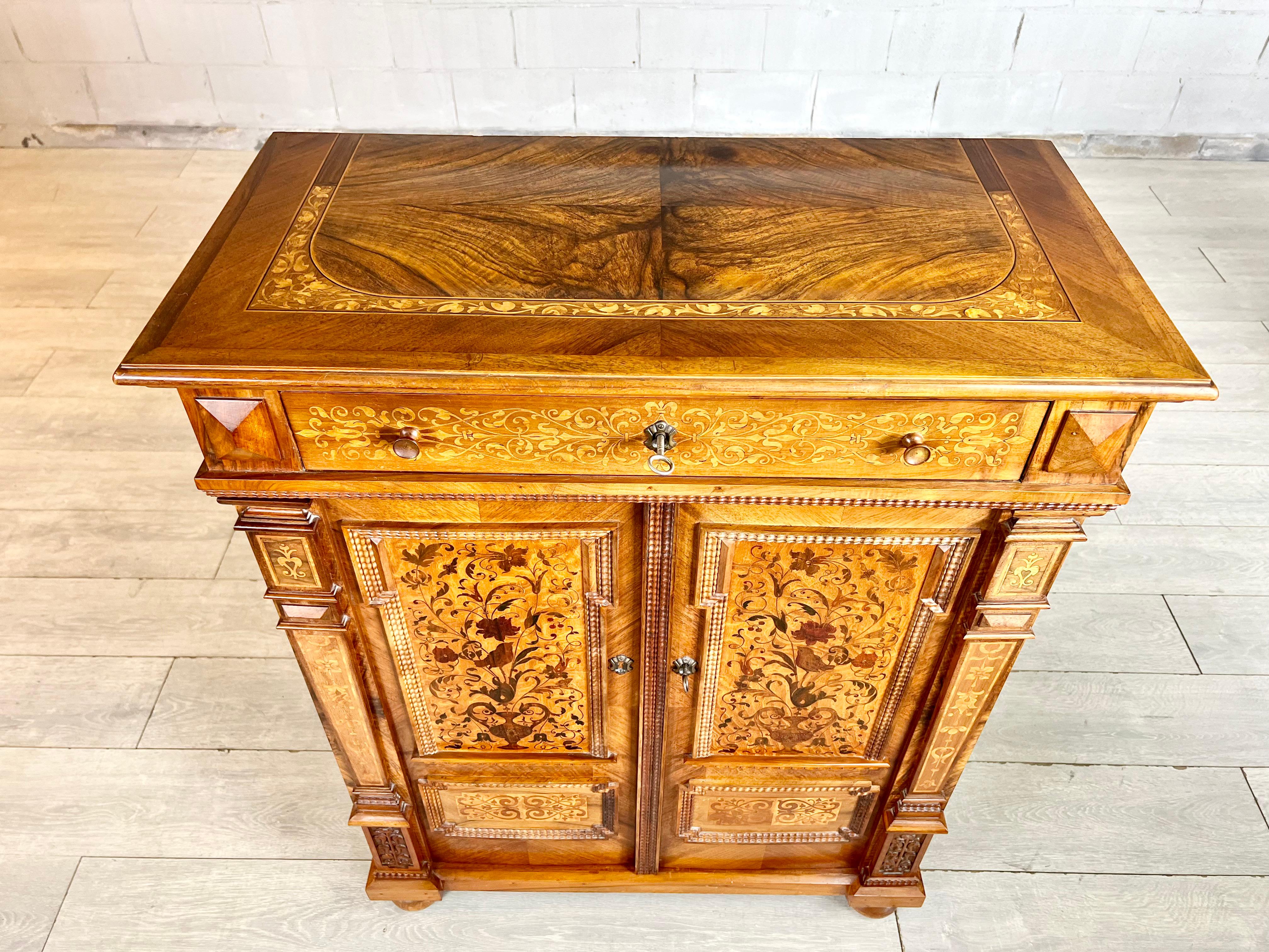 Antique Victorian Inlaid Fruitwood Storage Cabinet Sideboard For Sale 2