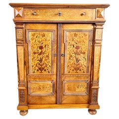 Used Victorian Inlaid Fruitwood Storage Cabinet Sideboard