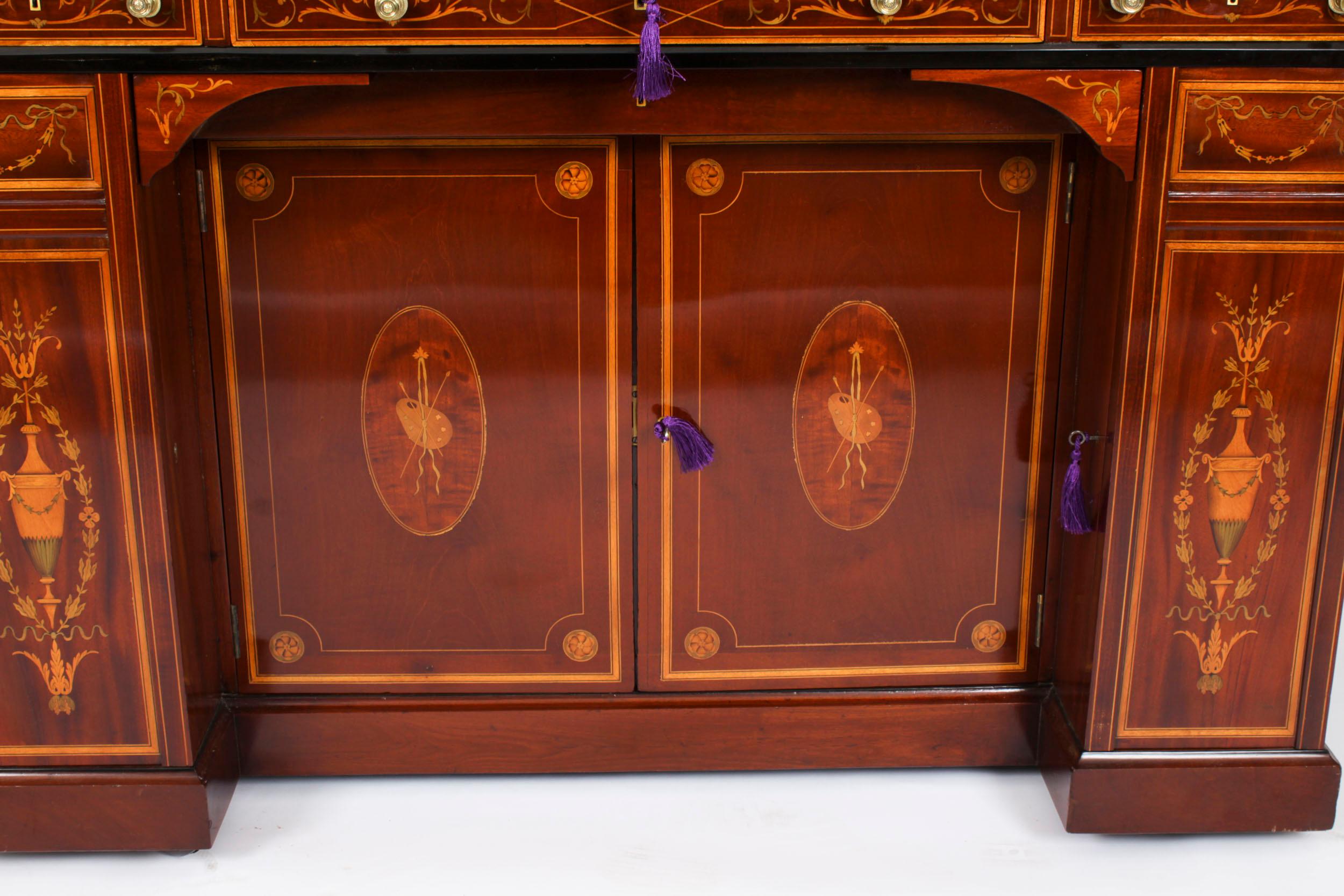 Late 19th Century Antique Victorian Inlaid Mahogany Architects Desk by Edwards & Roberts For Sale