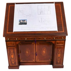 Antique Victorian Inlaid Mahogany Architects Desk Edwards & Roberts 19th Century