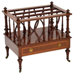 Antique Victorian Inlaid Mahogany Canterbury