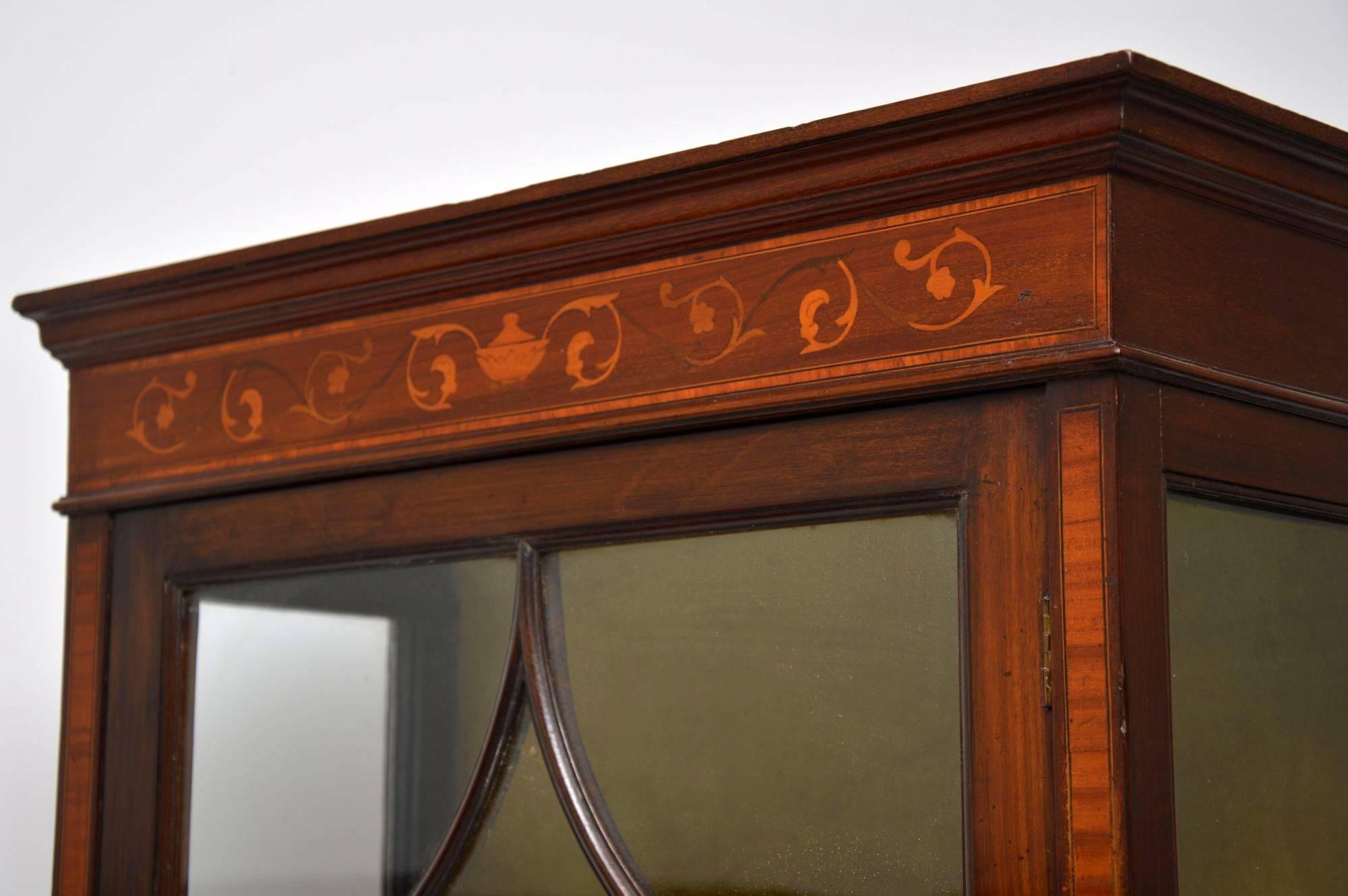 Antique Victorian Inlaid Mahogany Display Cabinet 5