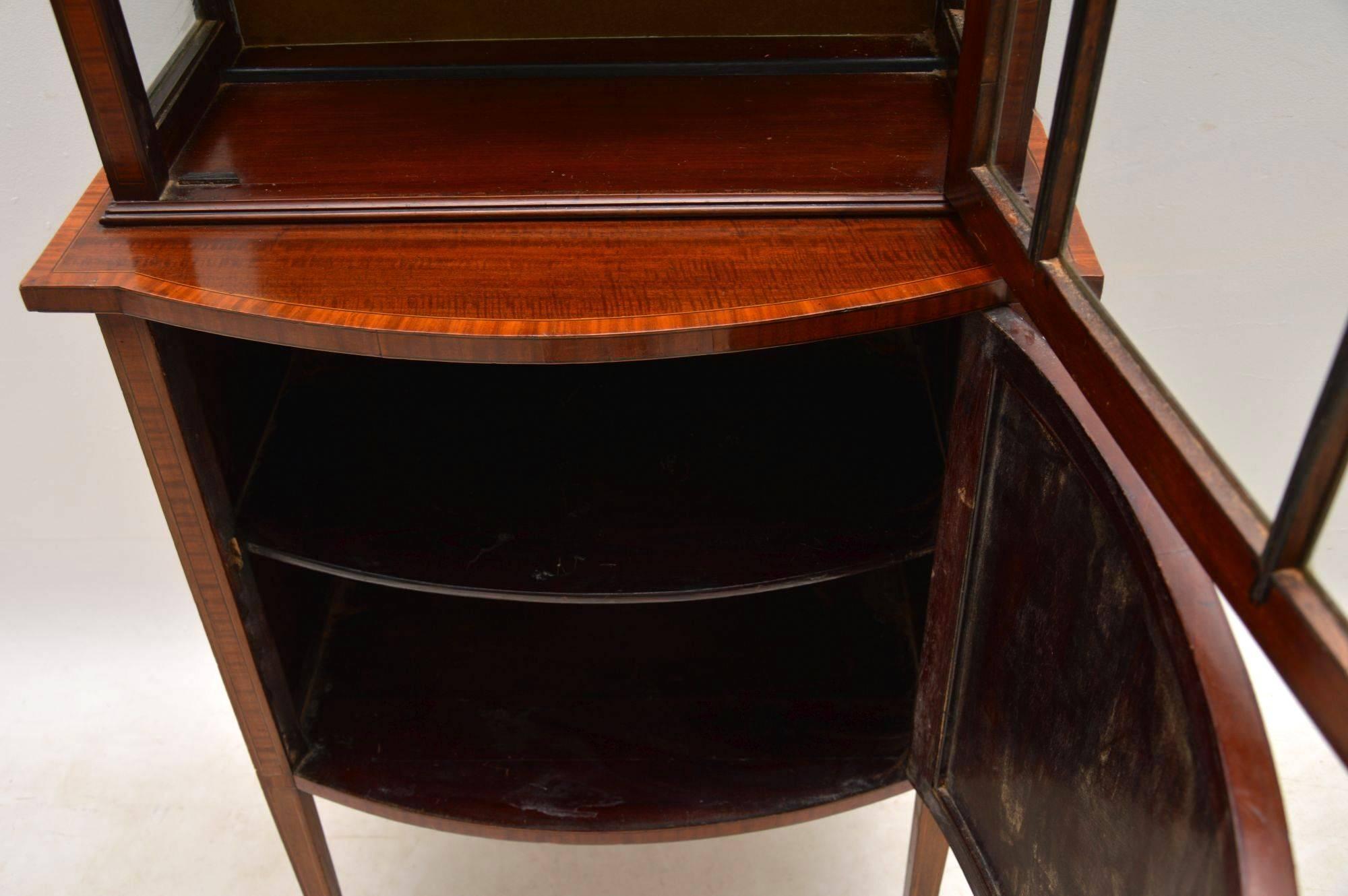 19th Century Antique Victorian Inlaid Mahogany Display Cabinet